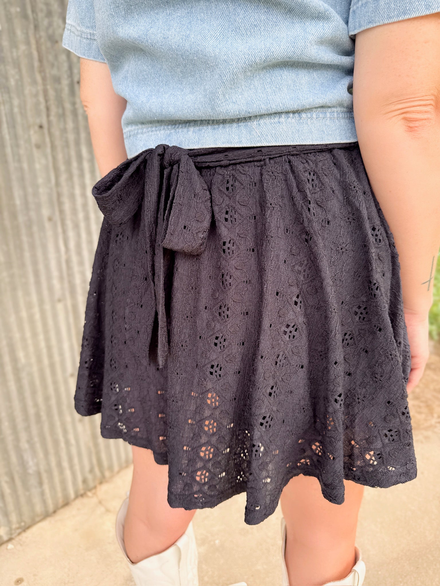 Something for You Elastic Waist Eyelet Skort