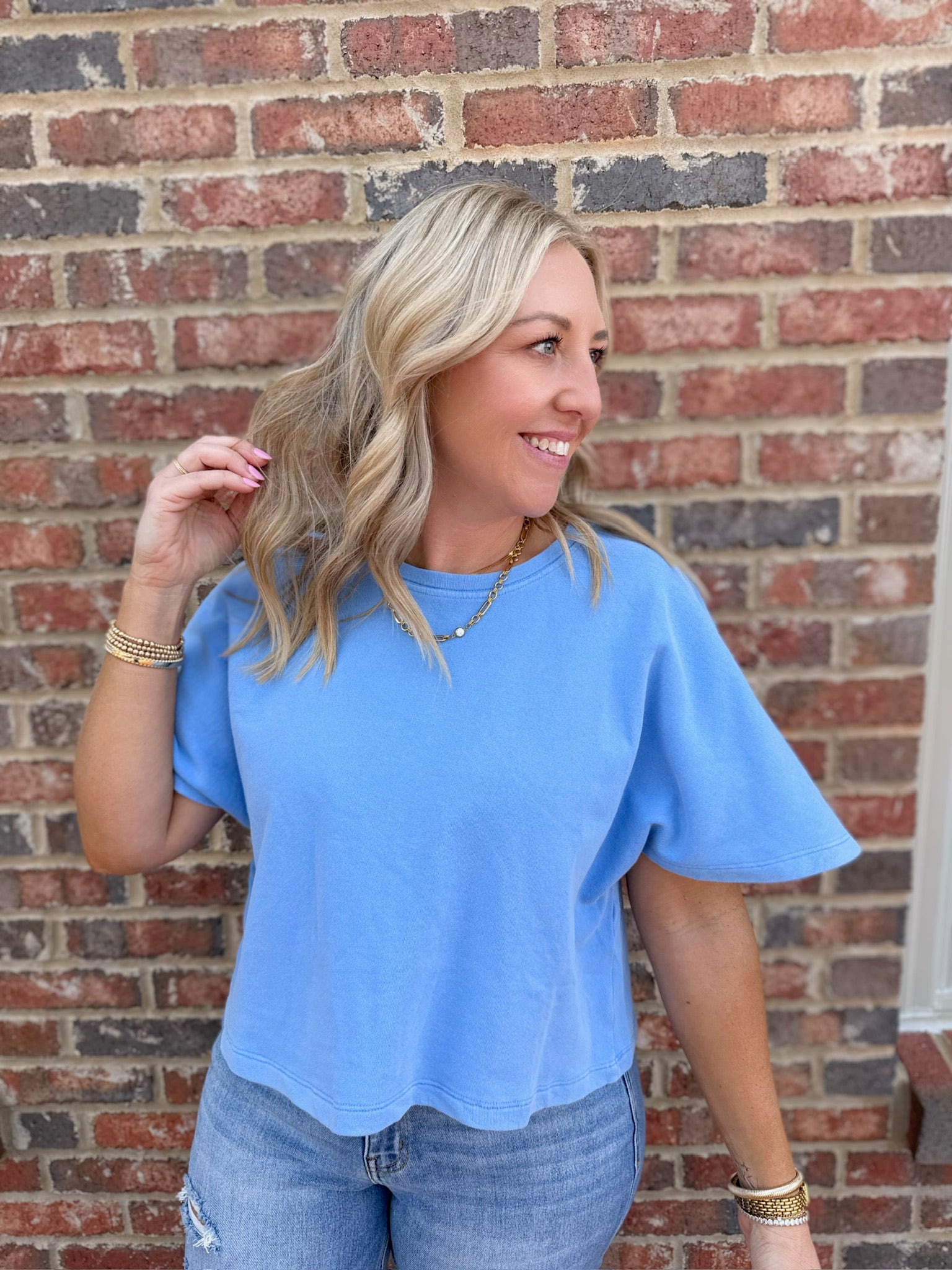 Let's Go Simple Cropped Tshirt in Coastal