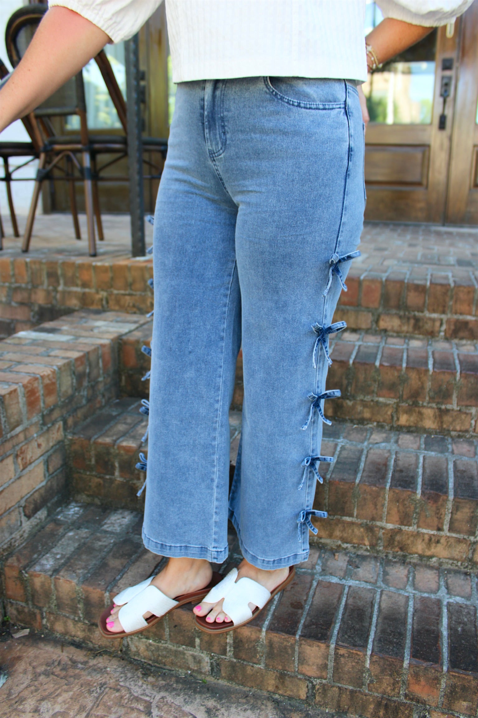 Moving On with Bows Denim Pants