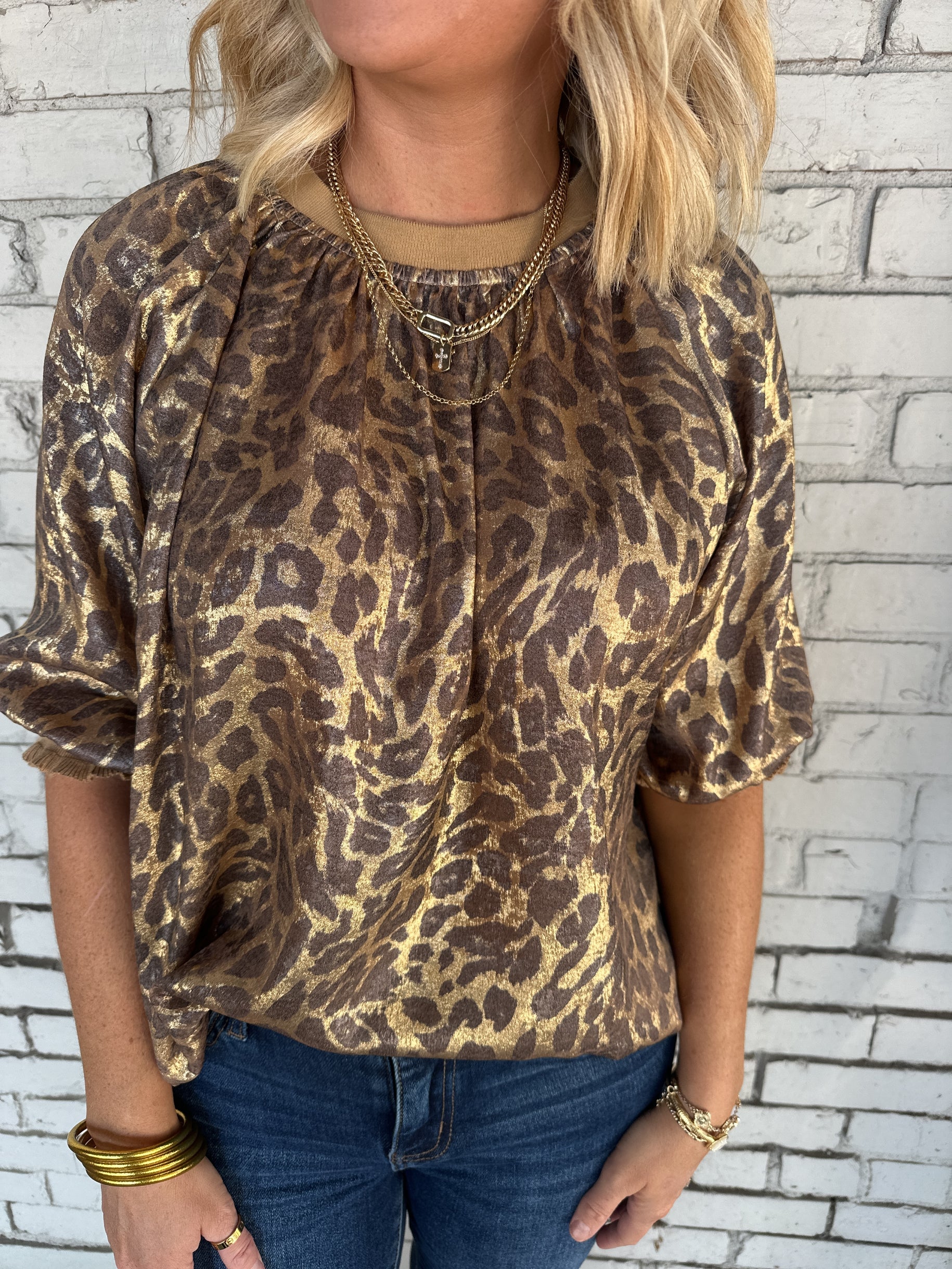 It's Time to Shine Metallic Animal Print Top