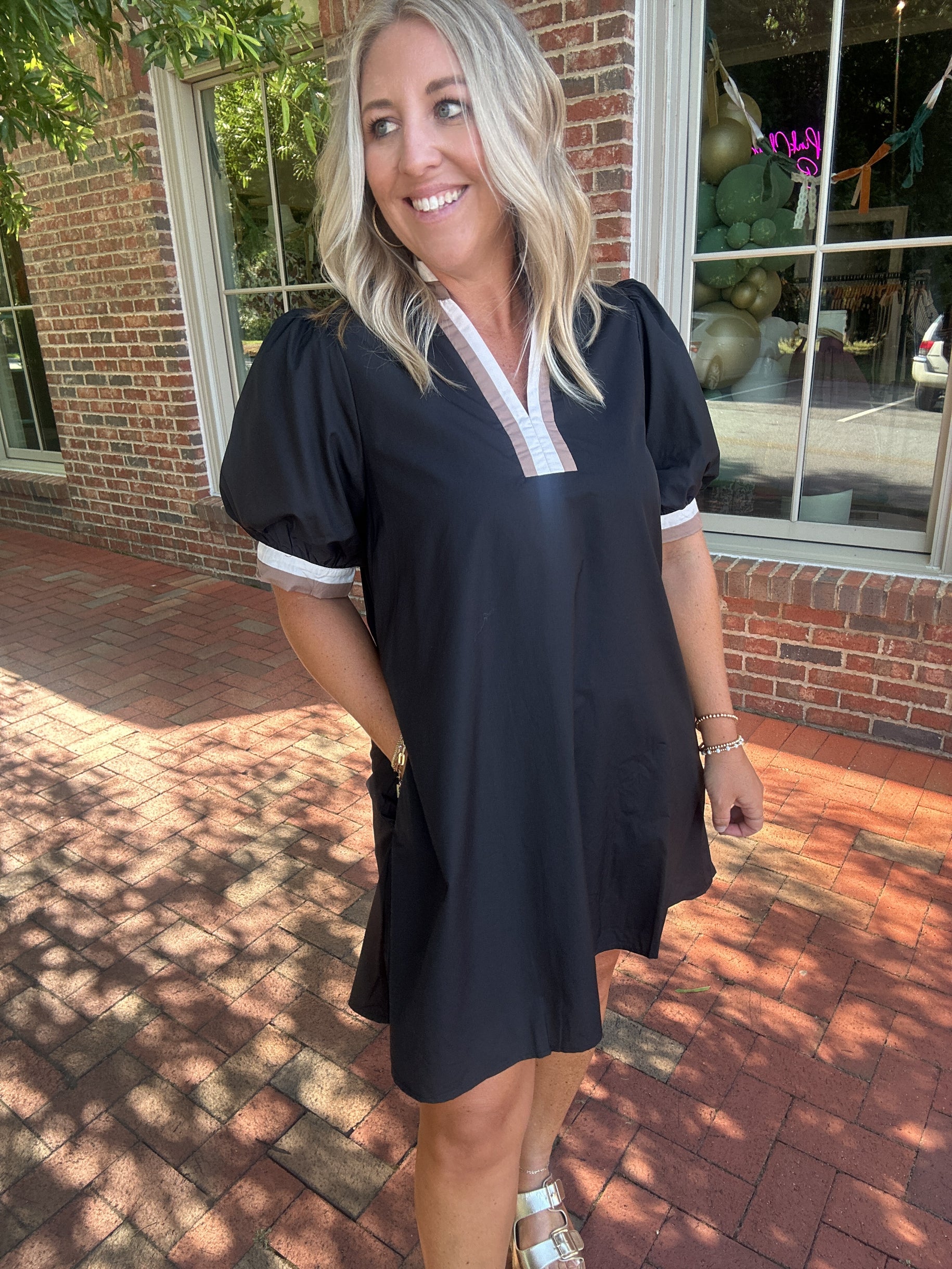 One And Done Color Block Quarter Sleeve Dress