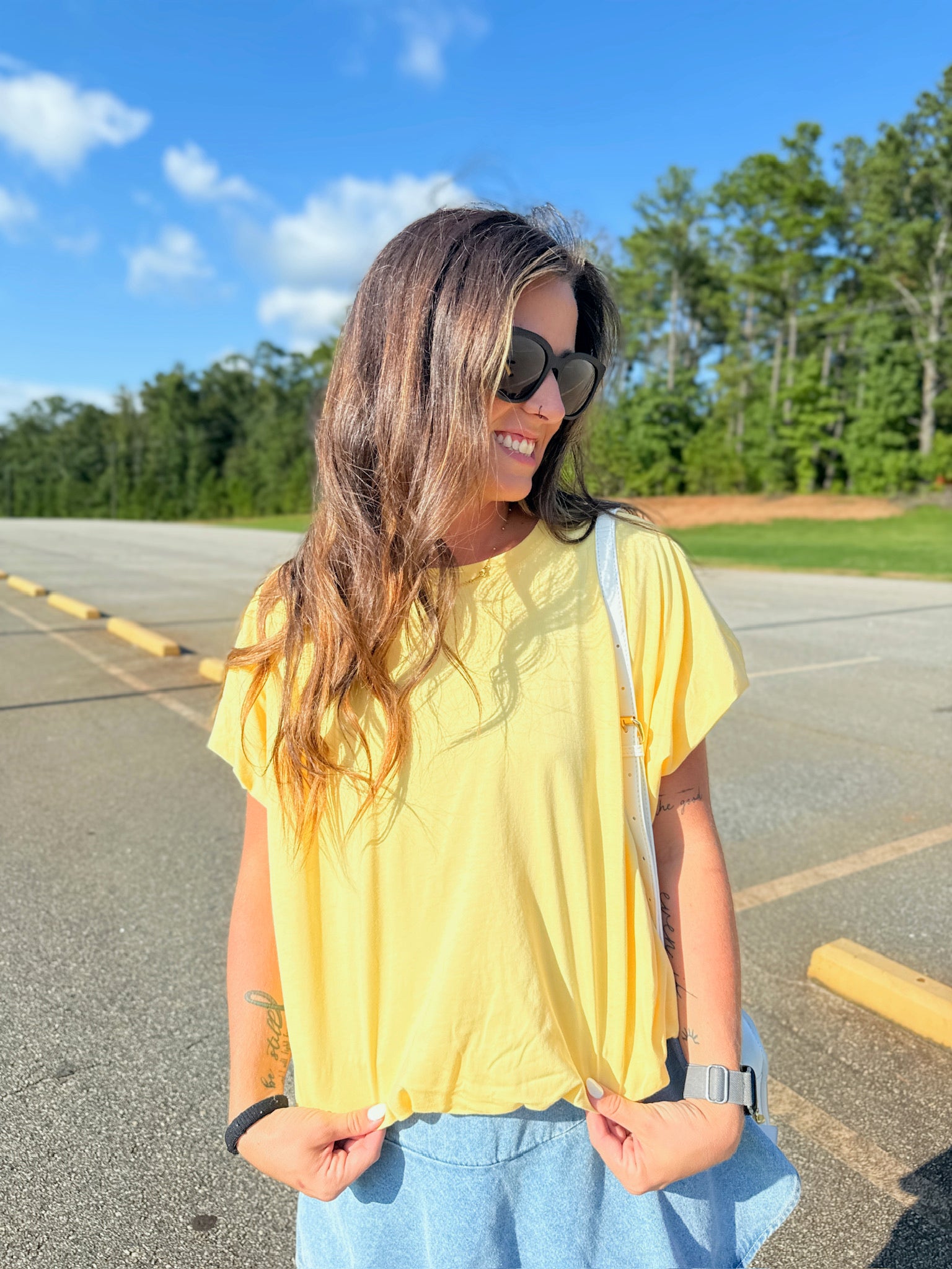 Love with All You Have Bubble Hem Top in Lemon