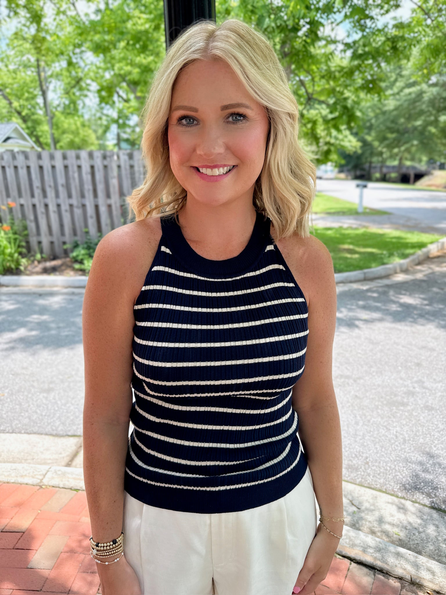 Ready For Anything Striped Tank Top in Navy