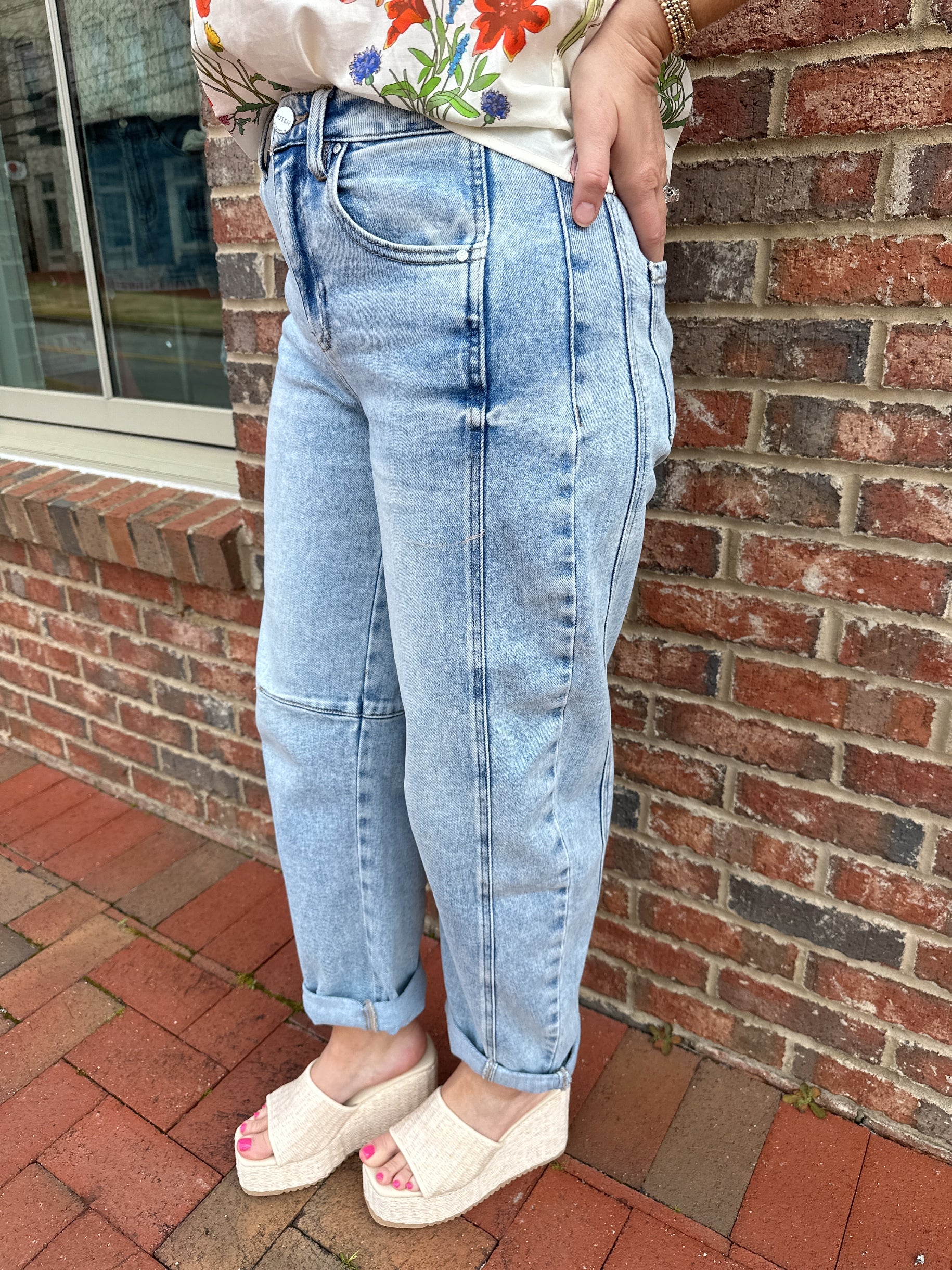 Heard It Was Love High RIse Cuffed Barrel Jeans