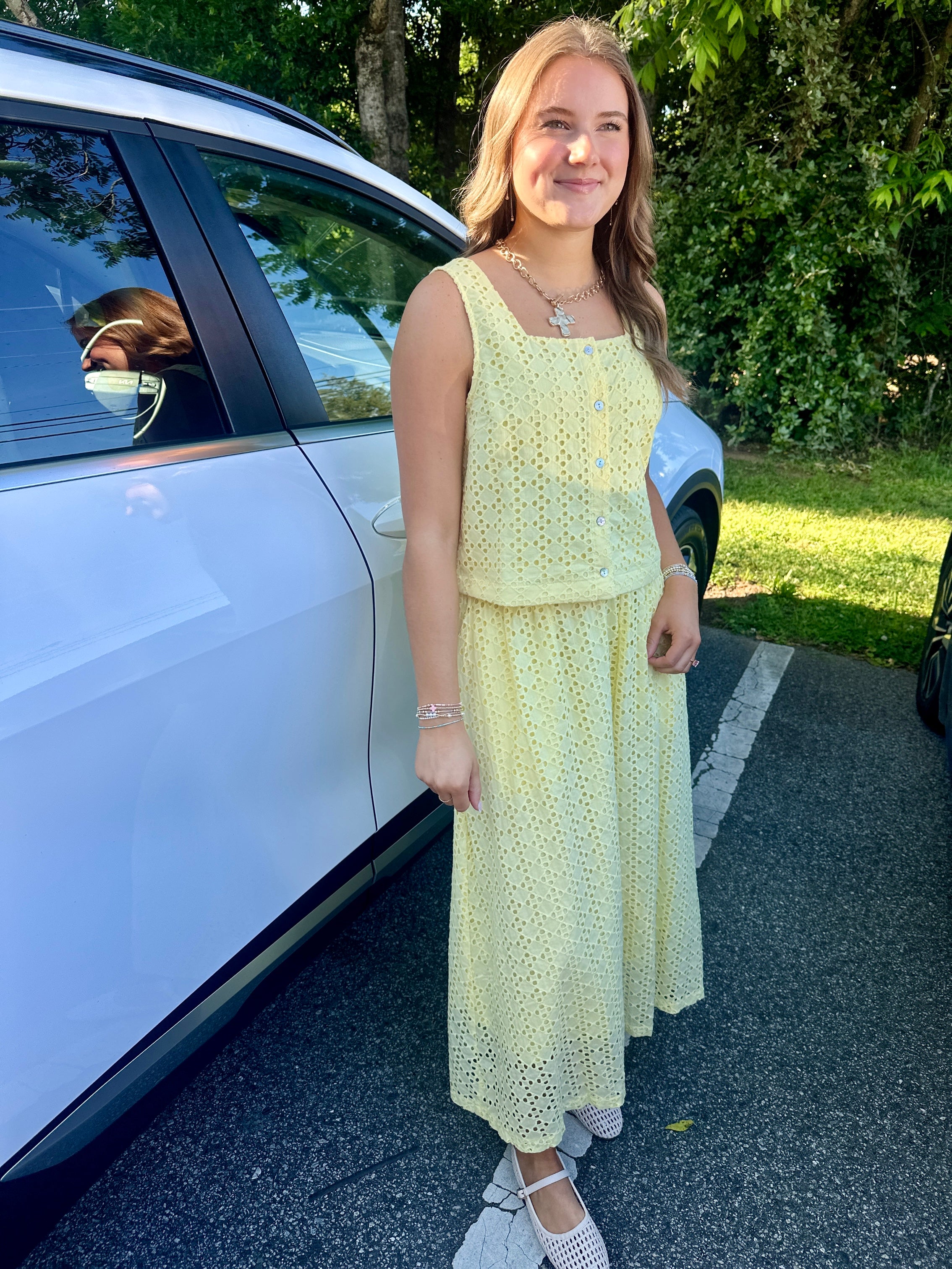 Sunny Days Eyelet Midi Skirt Set