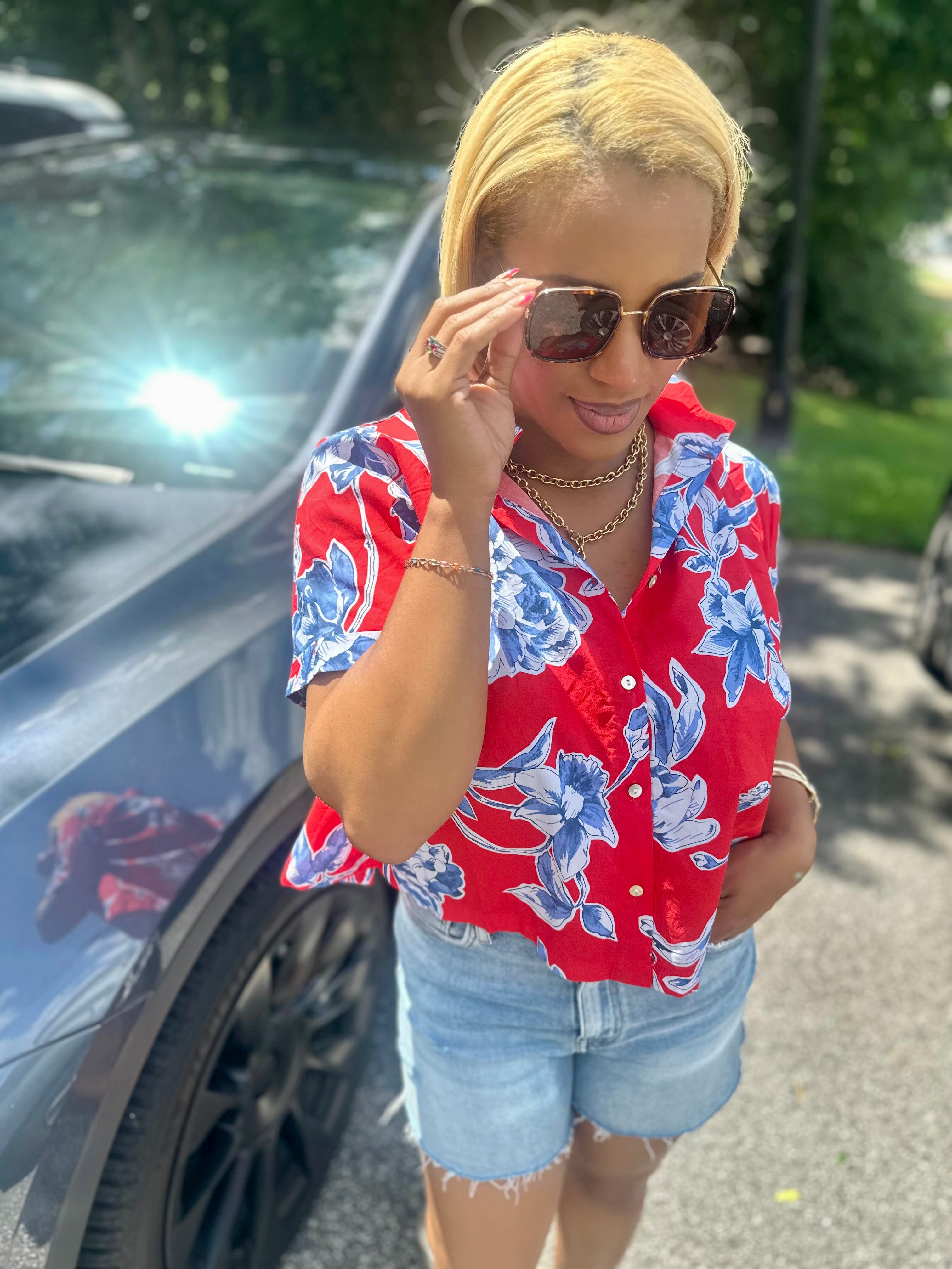 Off My Mind Floral Short Sleeve Top