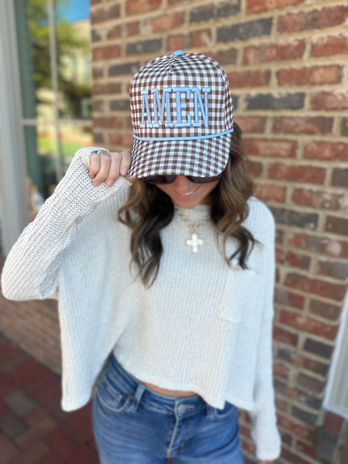 Amen Gingham Dot Hat