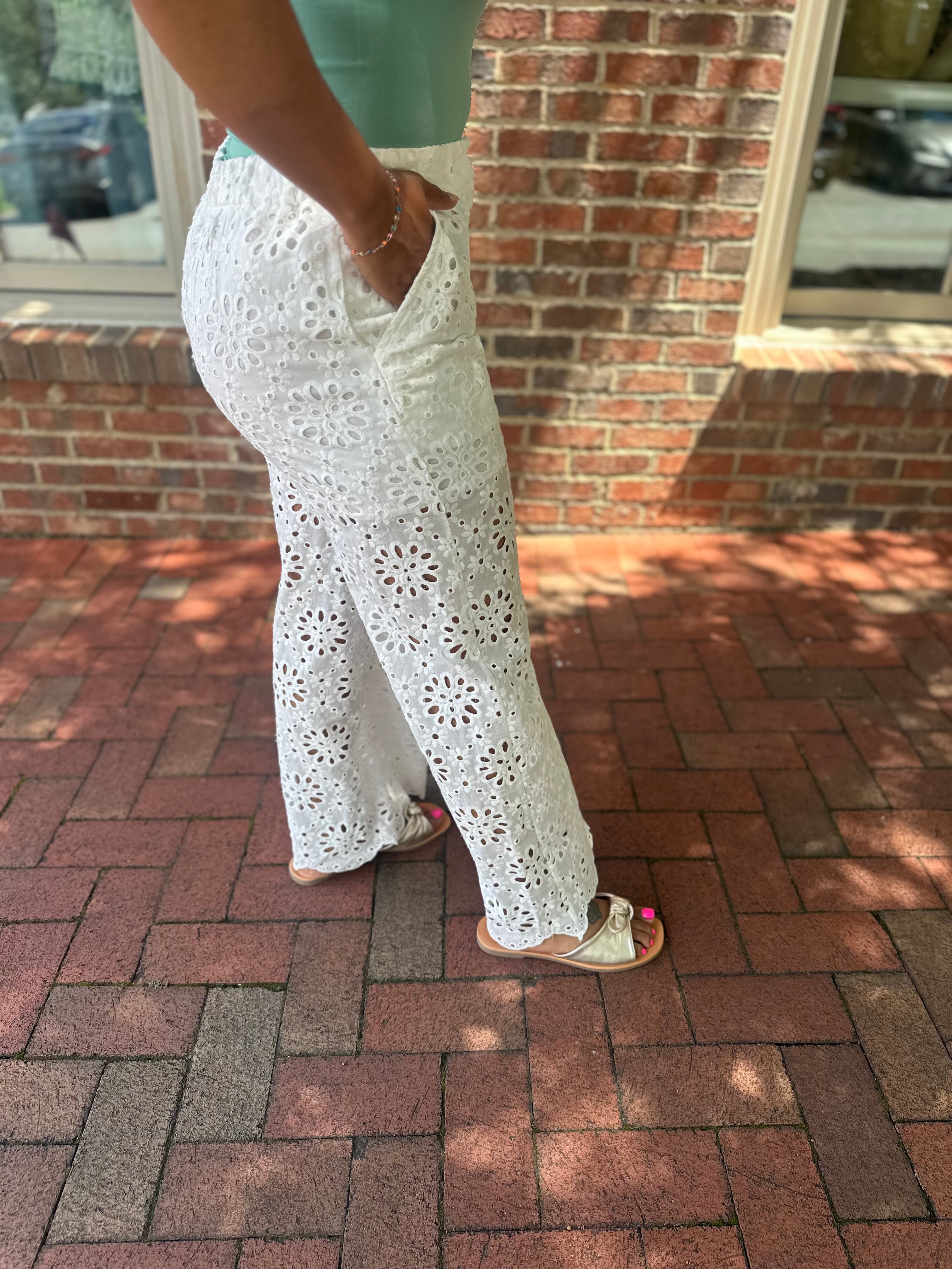 Made For You Eyelet Wide Leg Pants