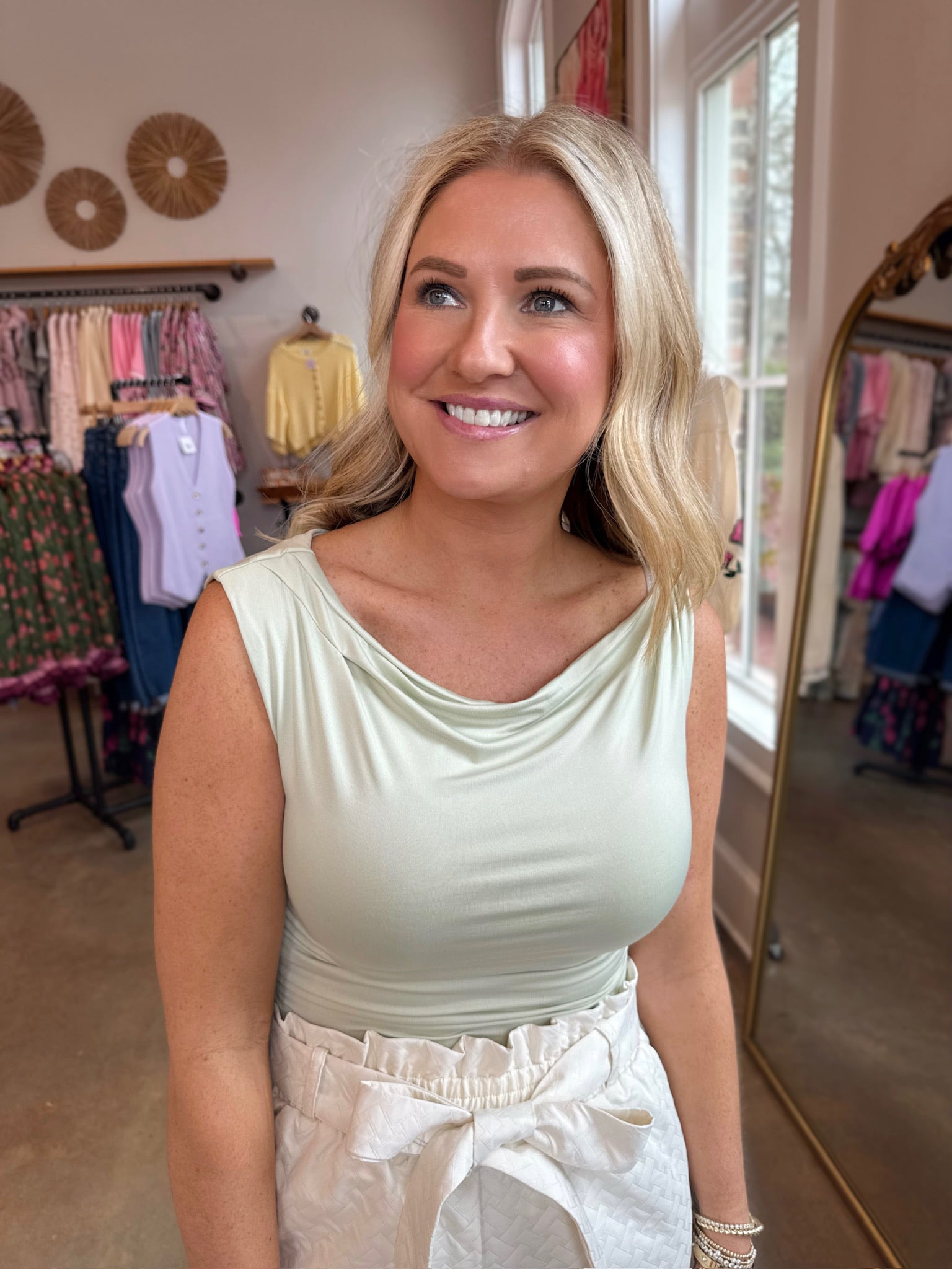 Forgot It Off The Shoulder Tank in Olive