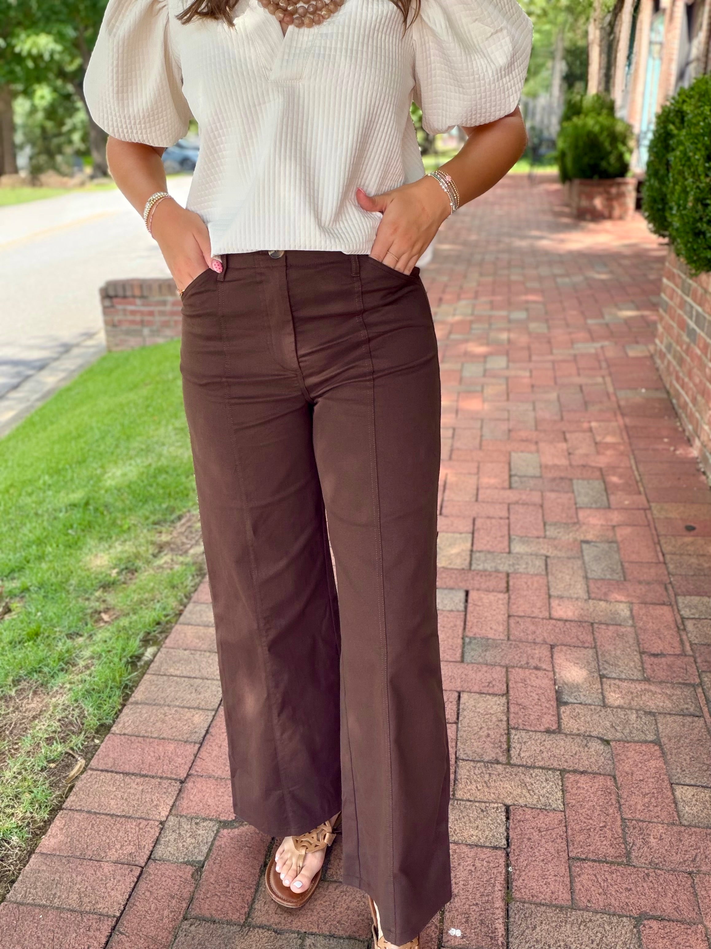 Cocoa Comfort Wide Leg High Waisted Pants