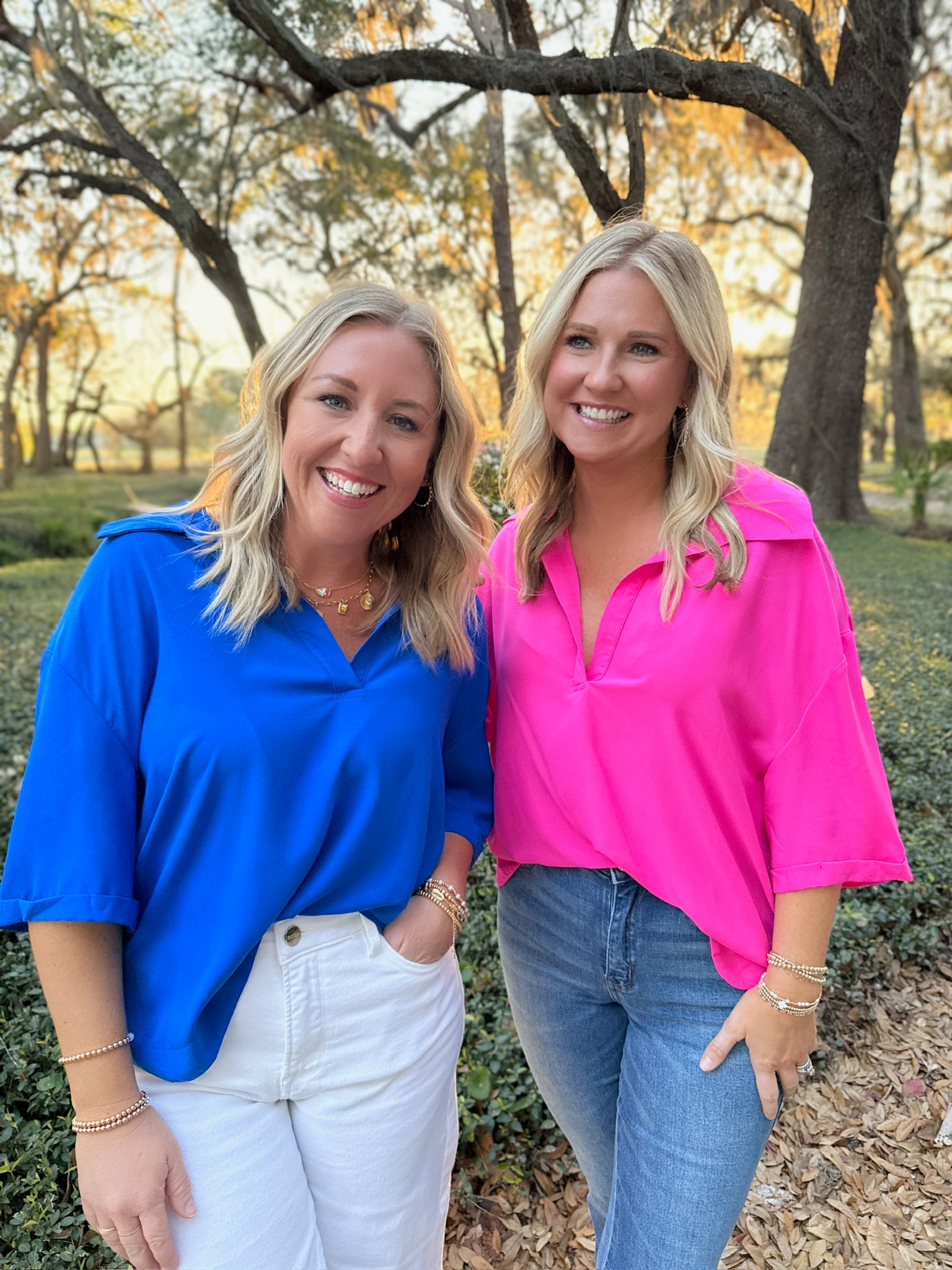 The Charm Vneck Collar Blouse in Royal Blue