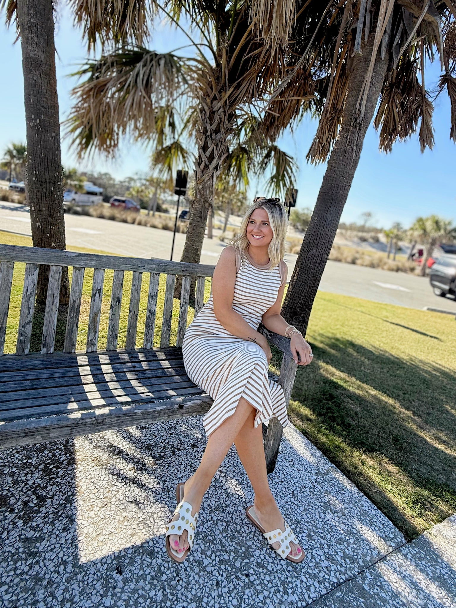 Memories Made Striped Sleeveless Side Slit Mai Dress