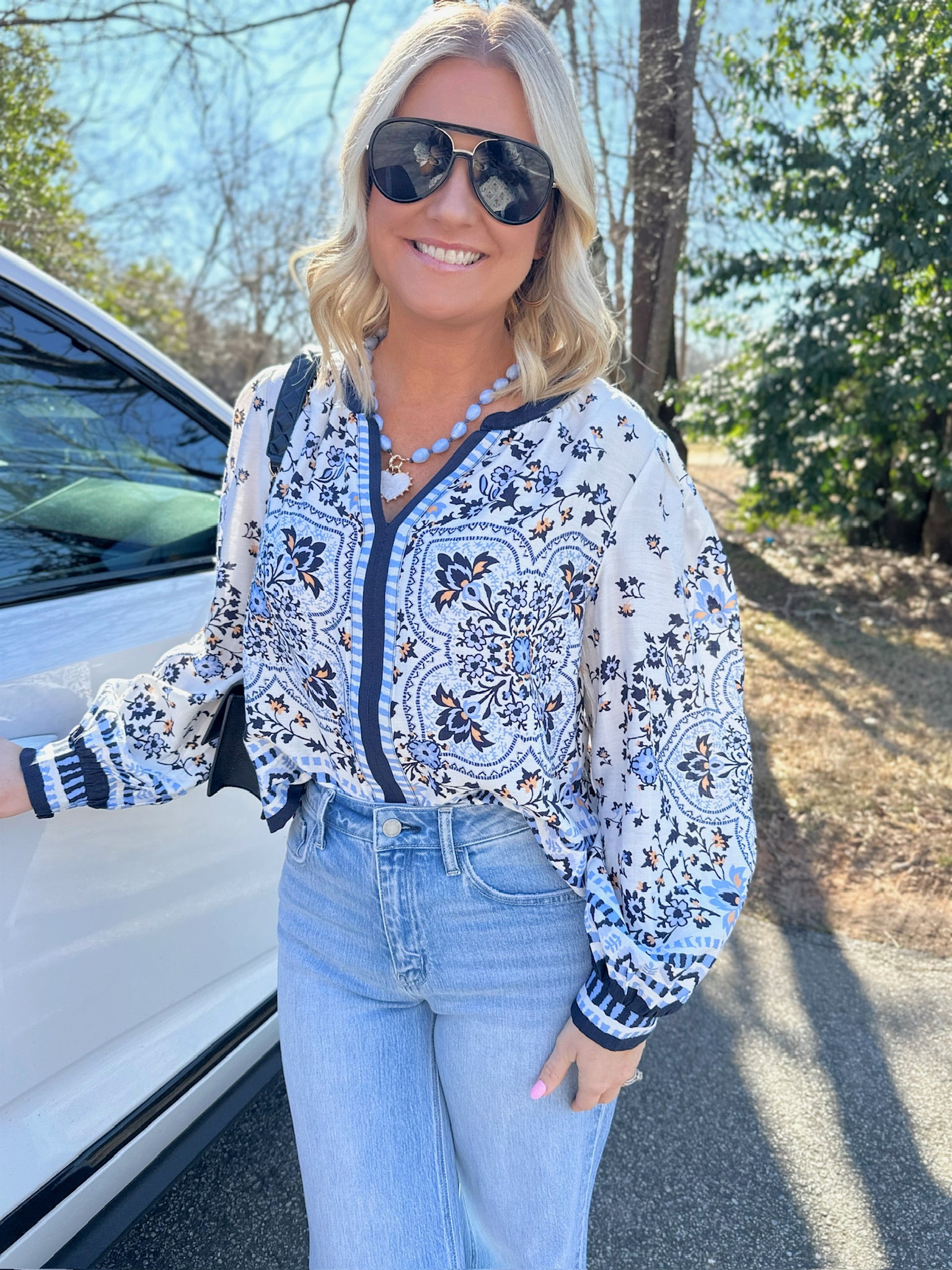 Know Just What You Want Floral Blouse in Blue