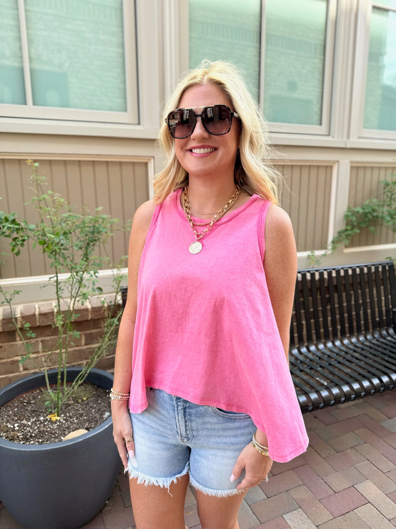 Just Told You Mineral Washed Swing Tank Top in Pink