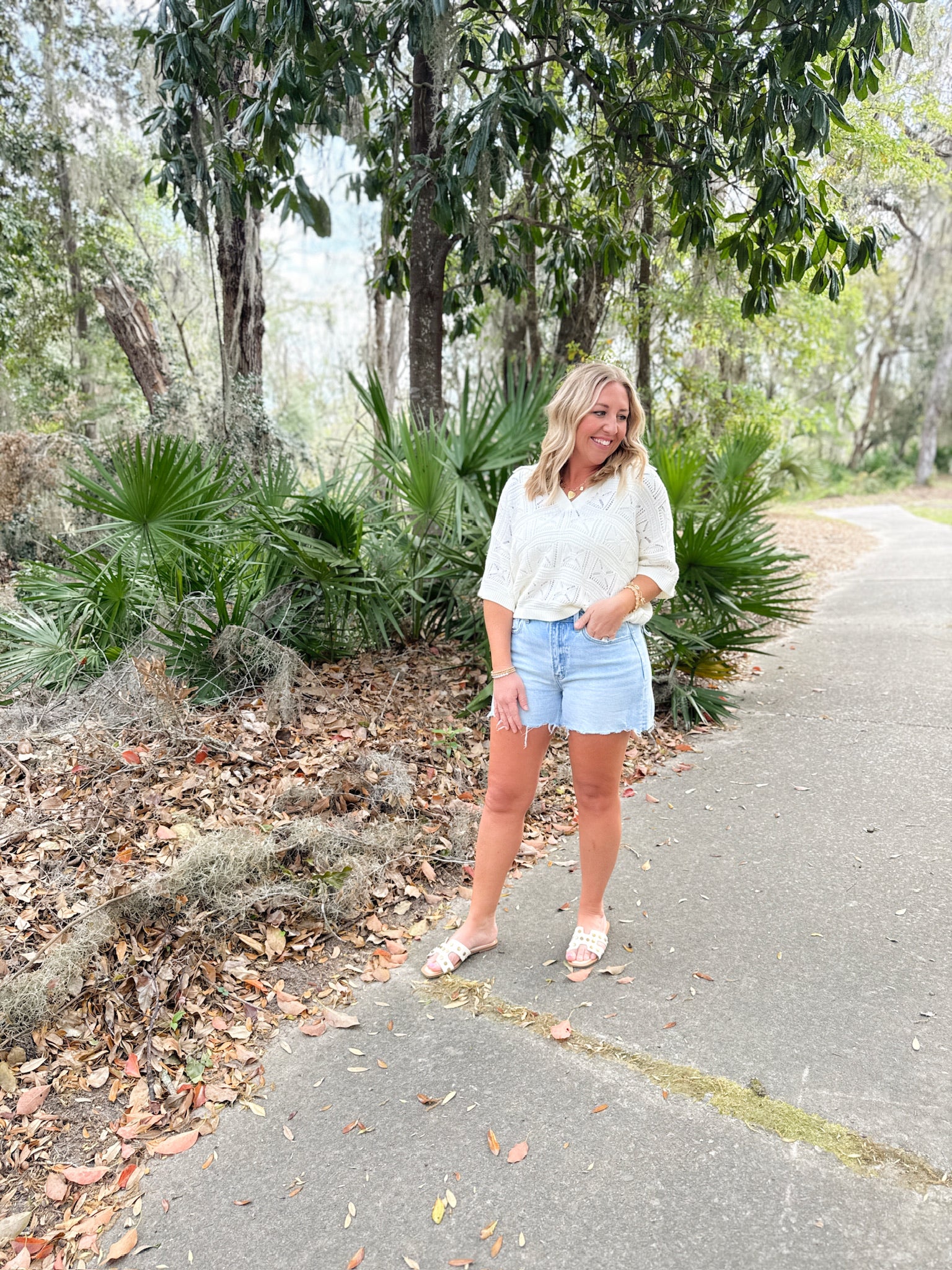 Tana River High Rise Distressed Hem A-Line Denim Shorts
