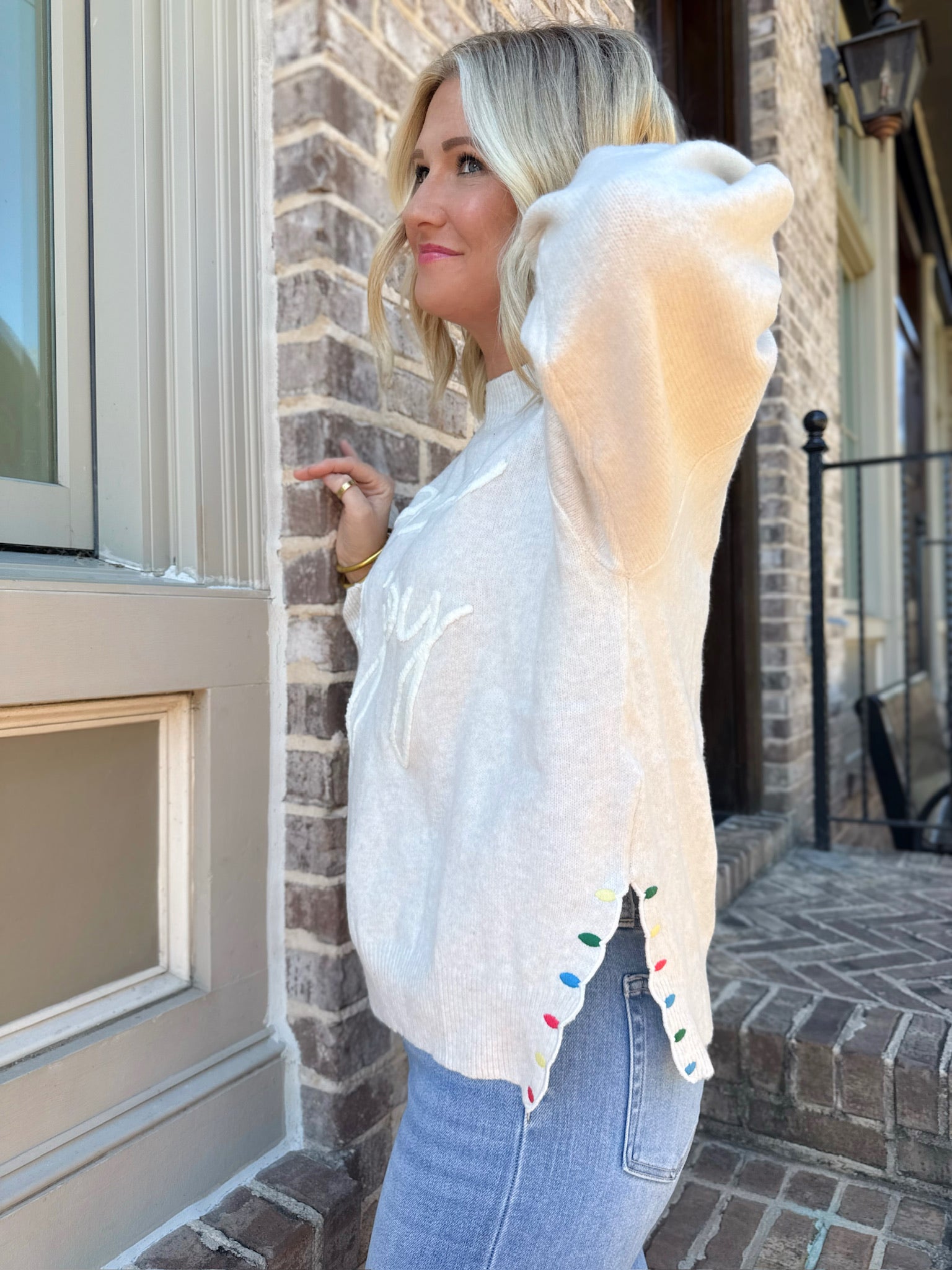 Peace and Joy Mock Neck Sweater