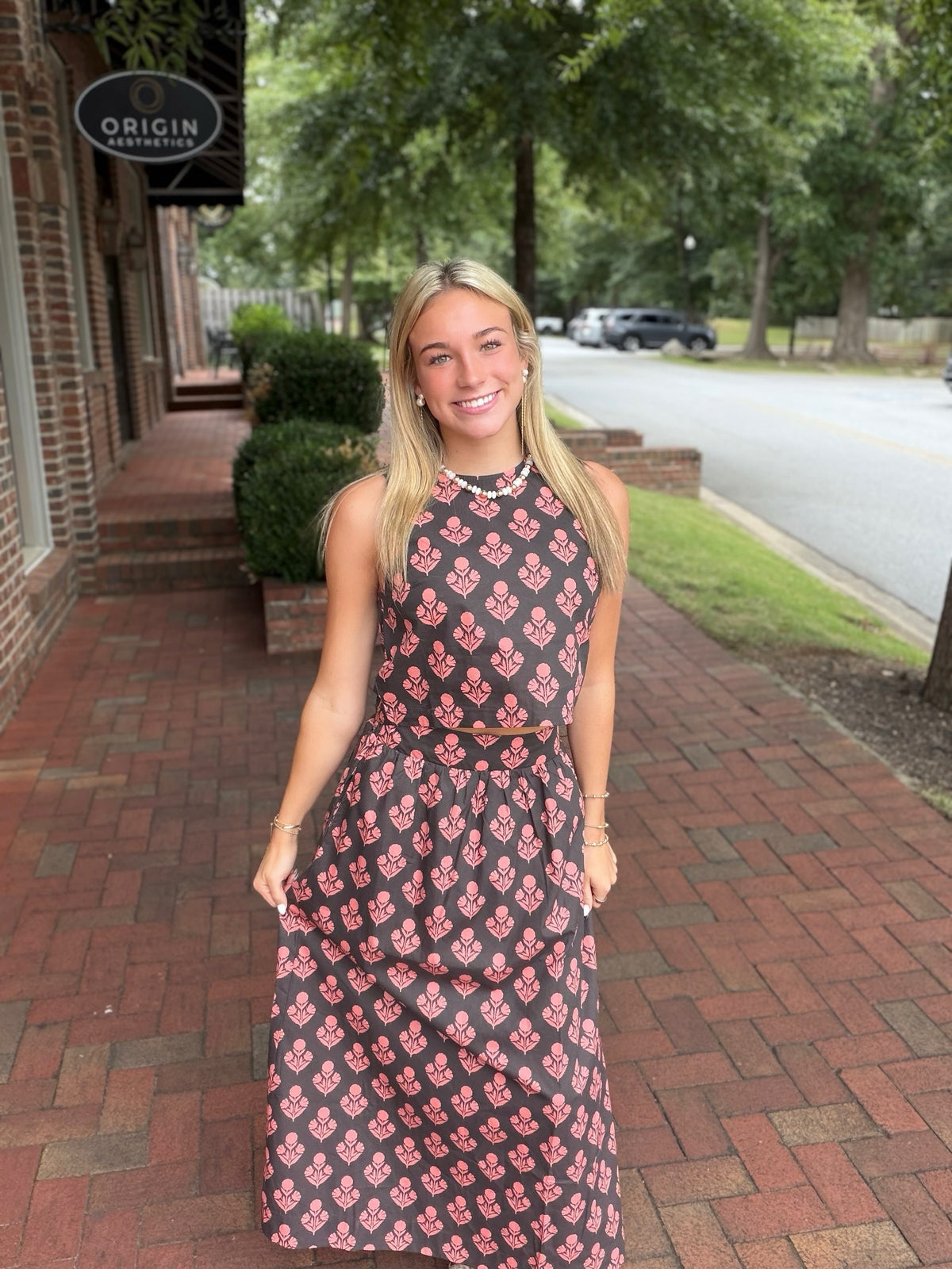 Petal Perfect Smocked Back Maxi Skirt