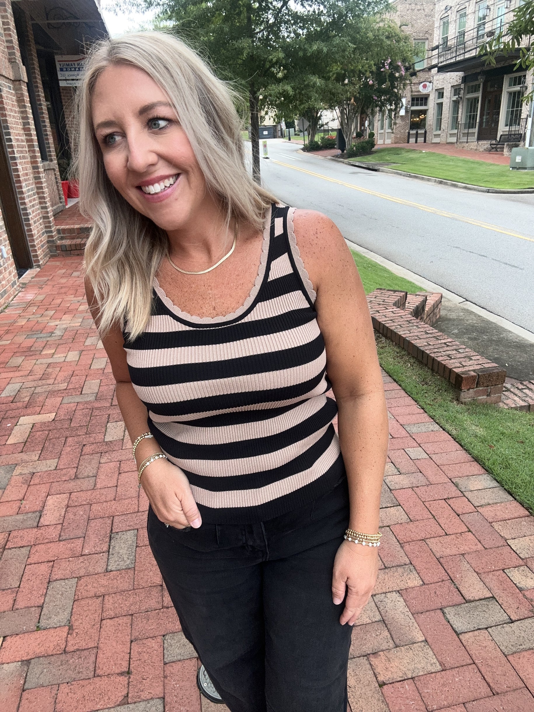Effortless Edge Scalloped Edge Knit Tank Top