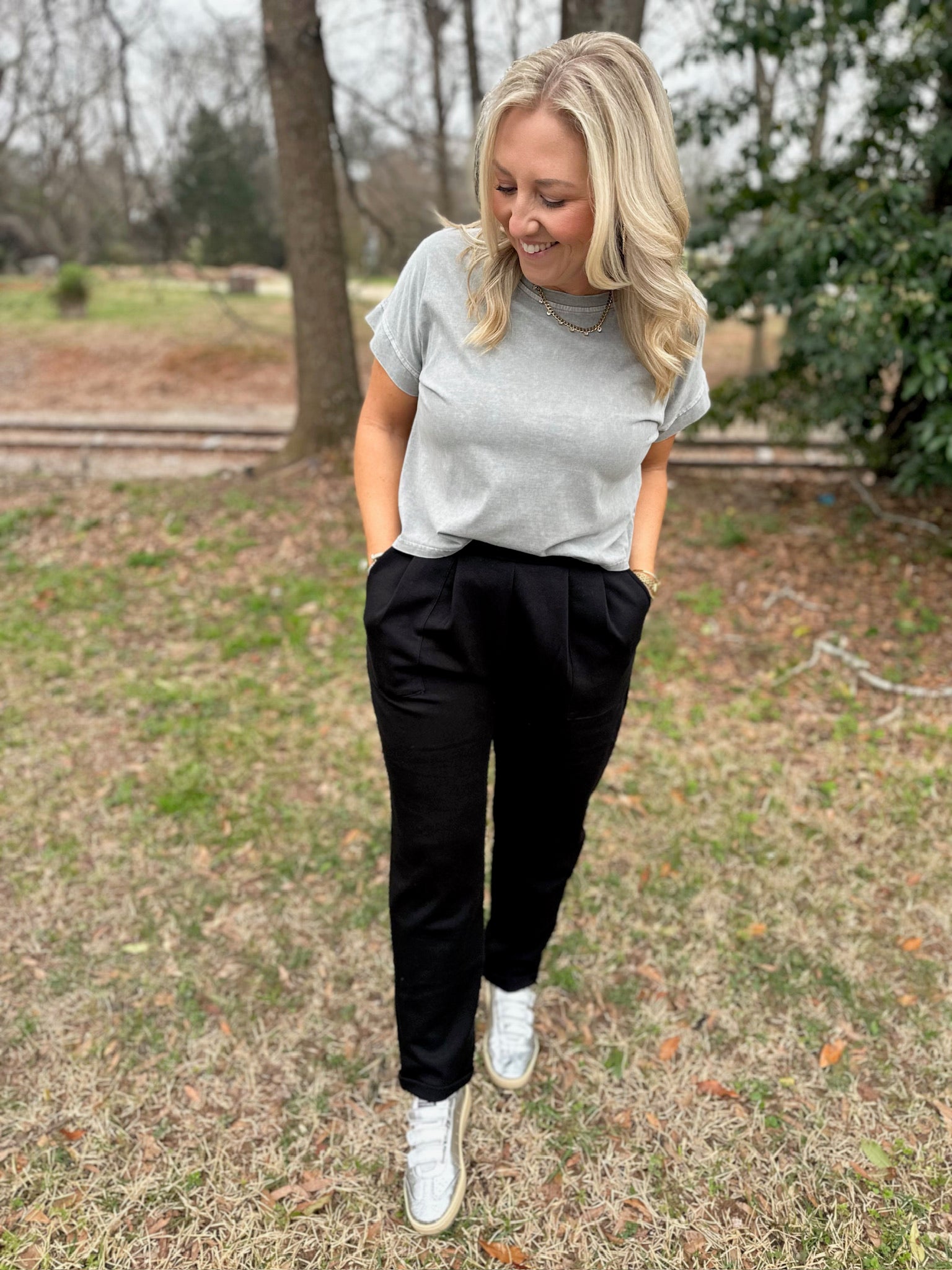 Now or Never Washed Boxy Short Sleeve T-Shirt in Grey