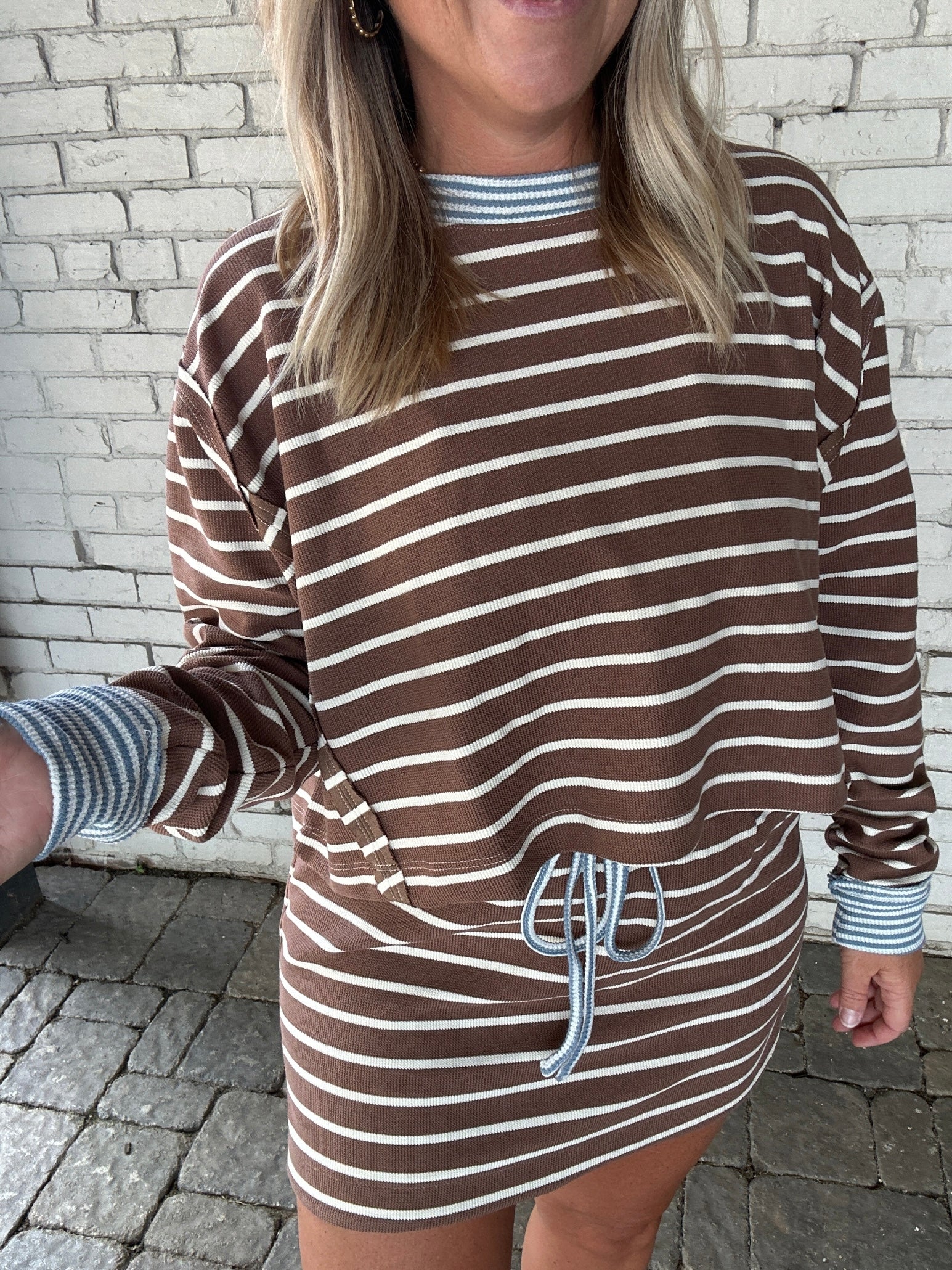 Georgia Comfy Striped Cropped Long Sleeve Top