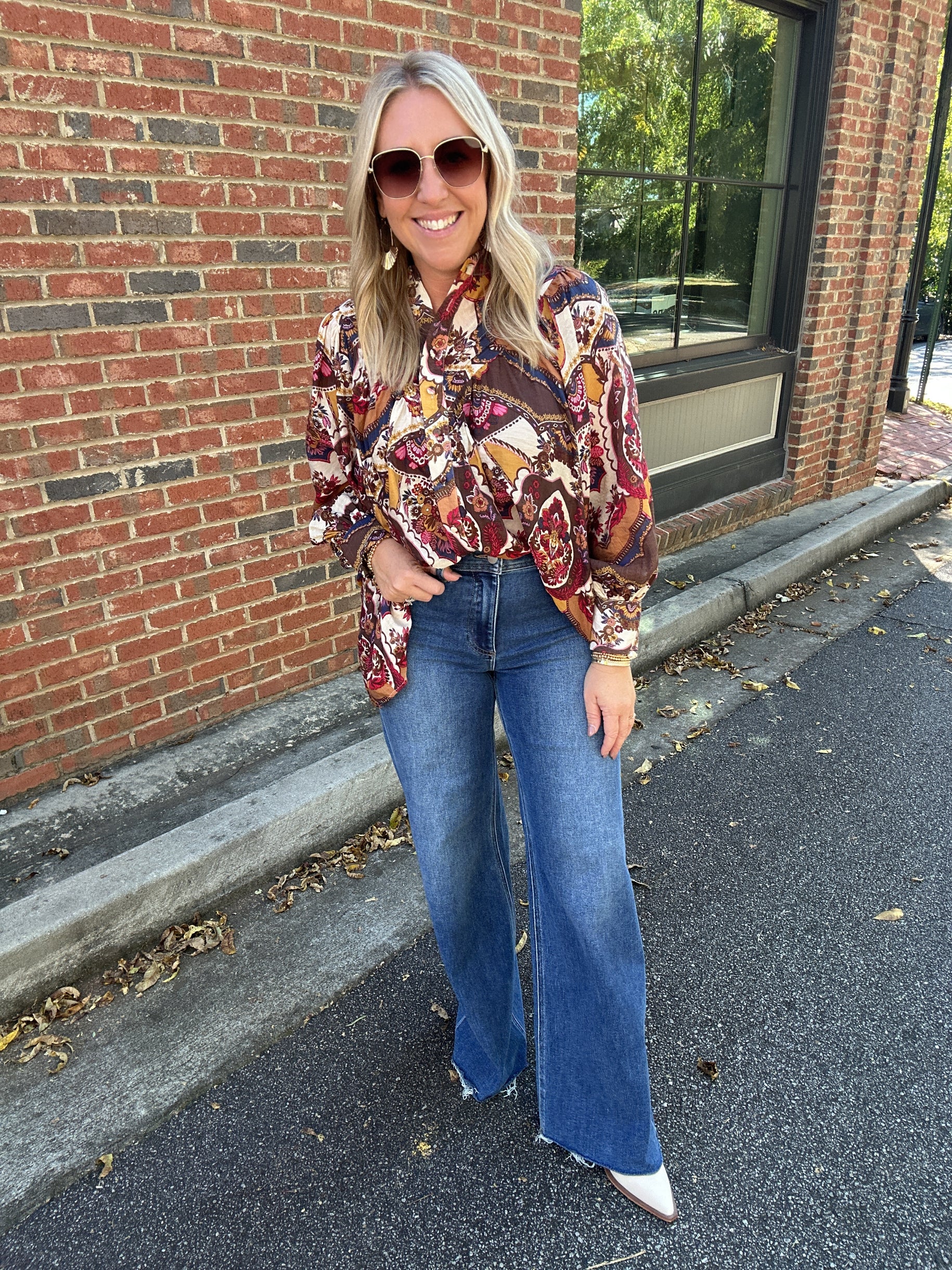Got So Far Paisley Print Button Down Blouse
