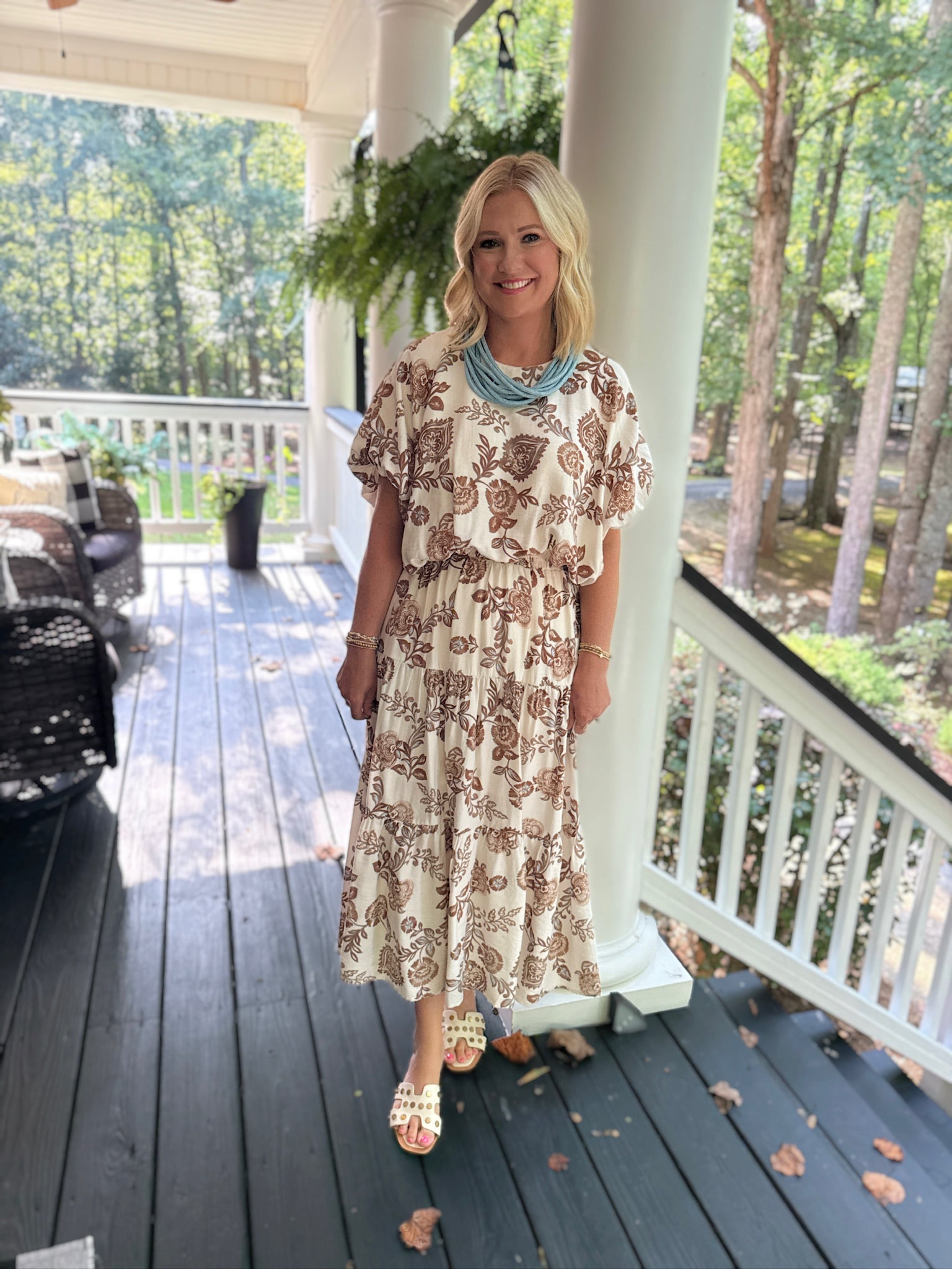 Time Goes By Floral and Paisley Tiered Maxi Skirt