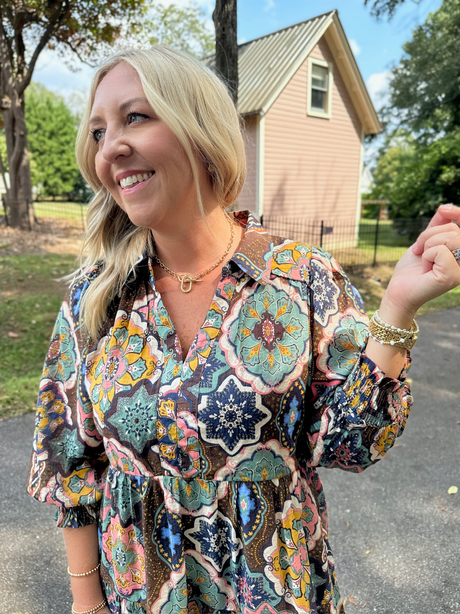 I'm Ready For This Printed Collared Midi Dress