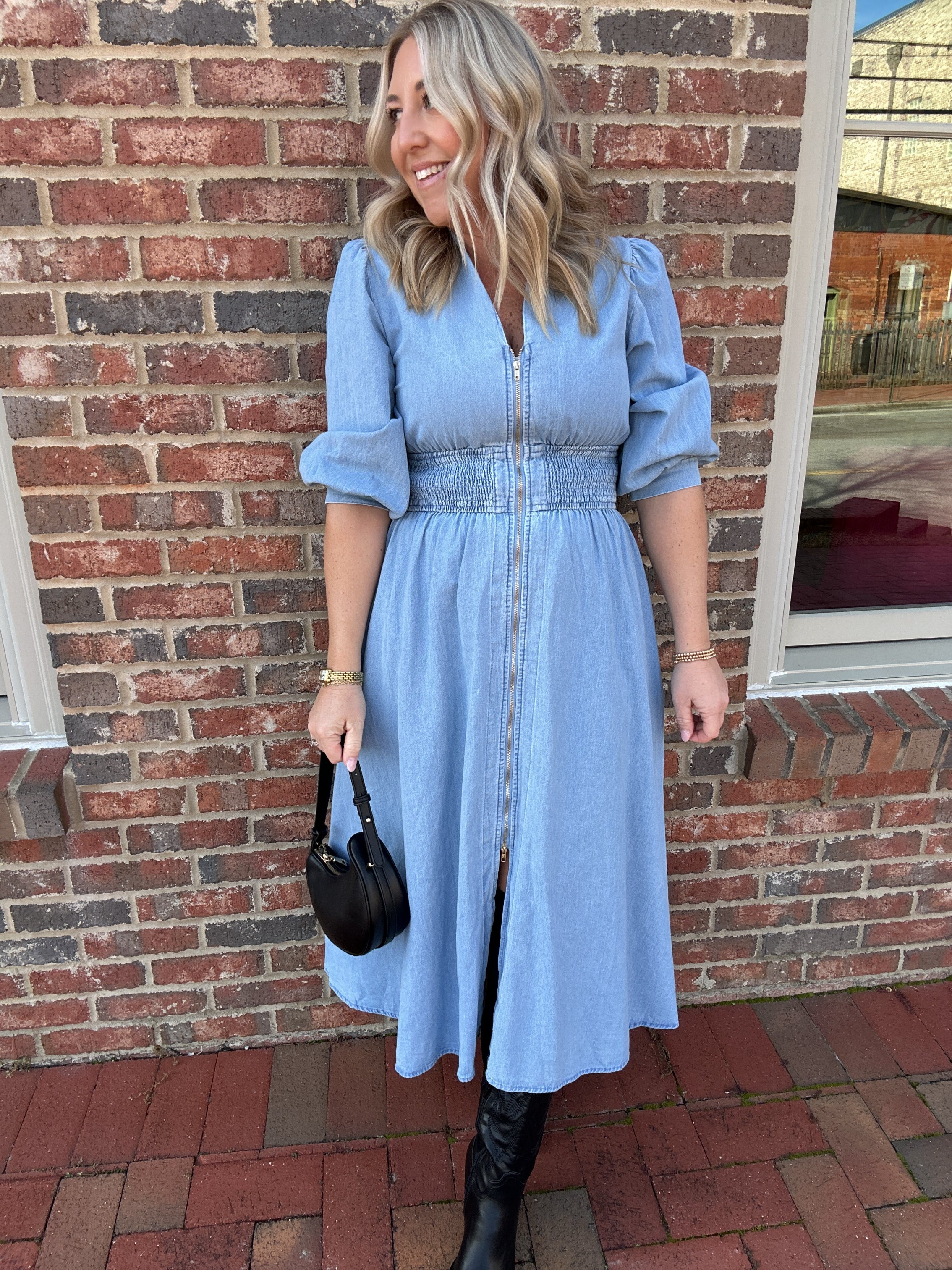 See It Right Now Denim Maxi Dress