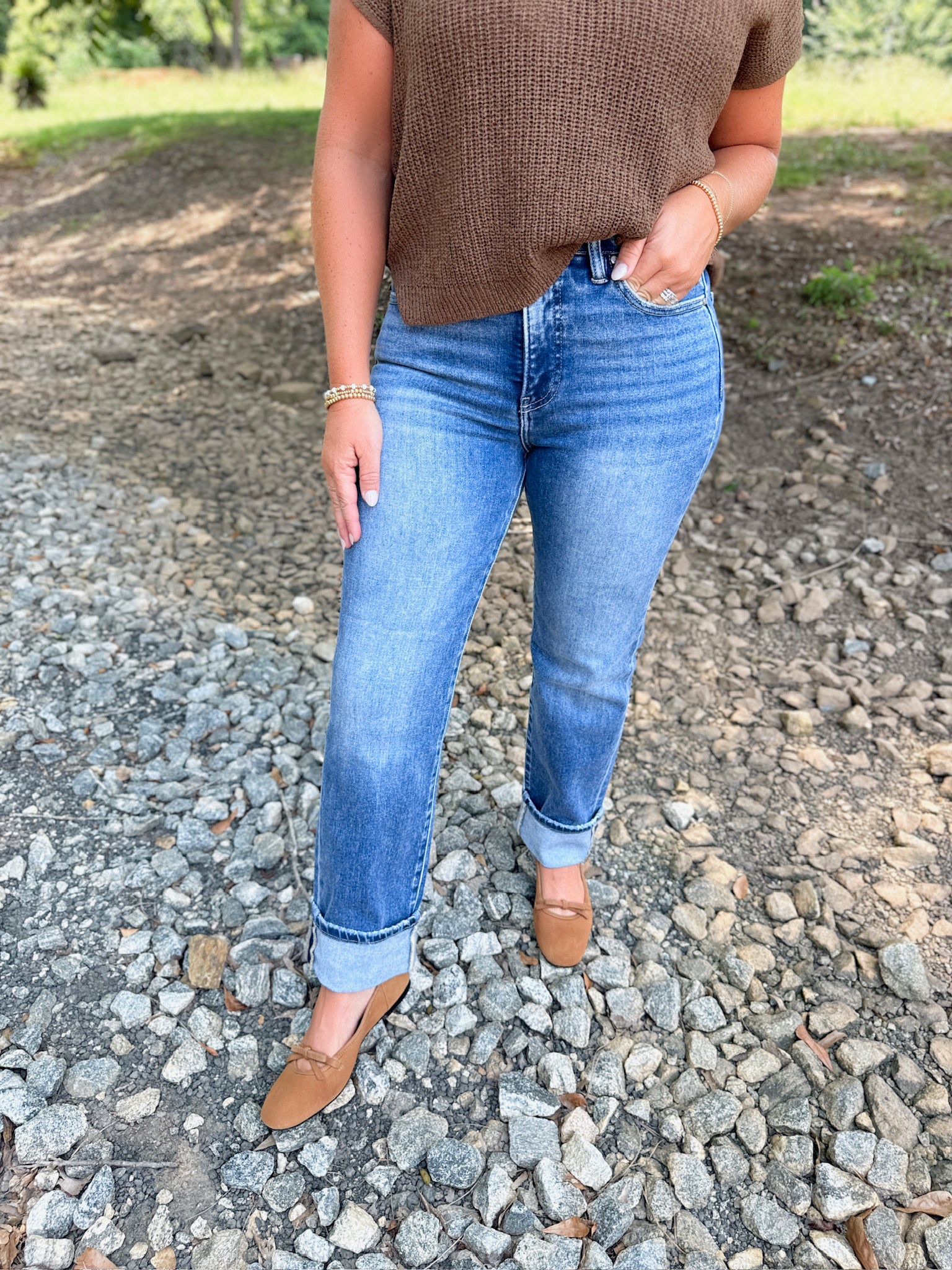 Happened To Me High Rise Tummy Control Straight Cuffed Jeans