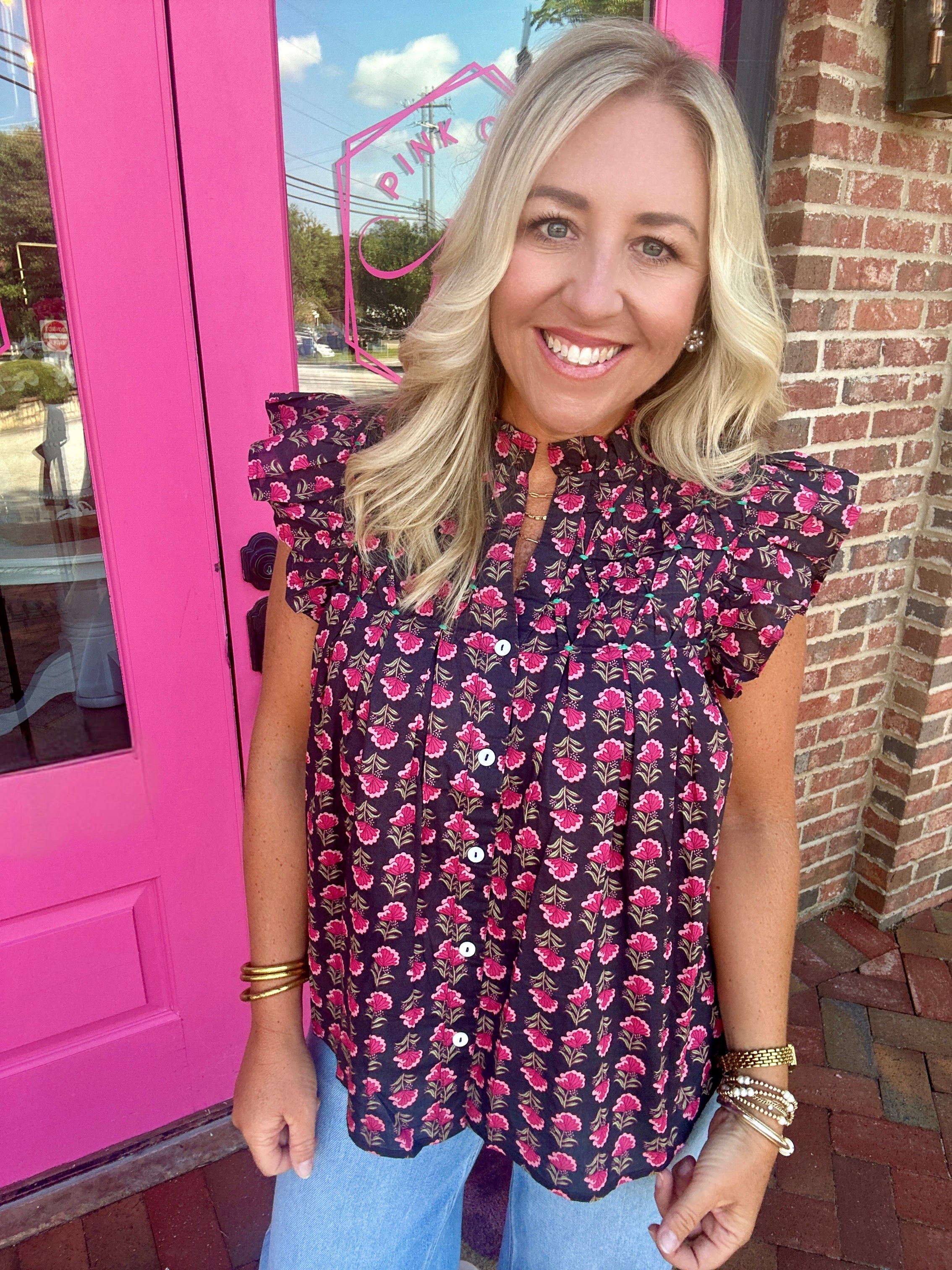 Petal Perfect Floral Top with Flutter Sleeves