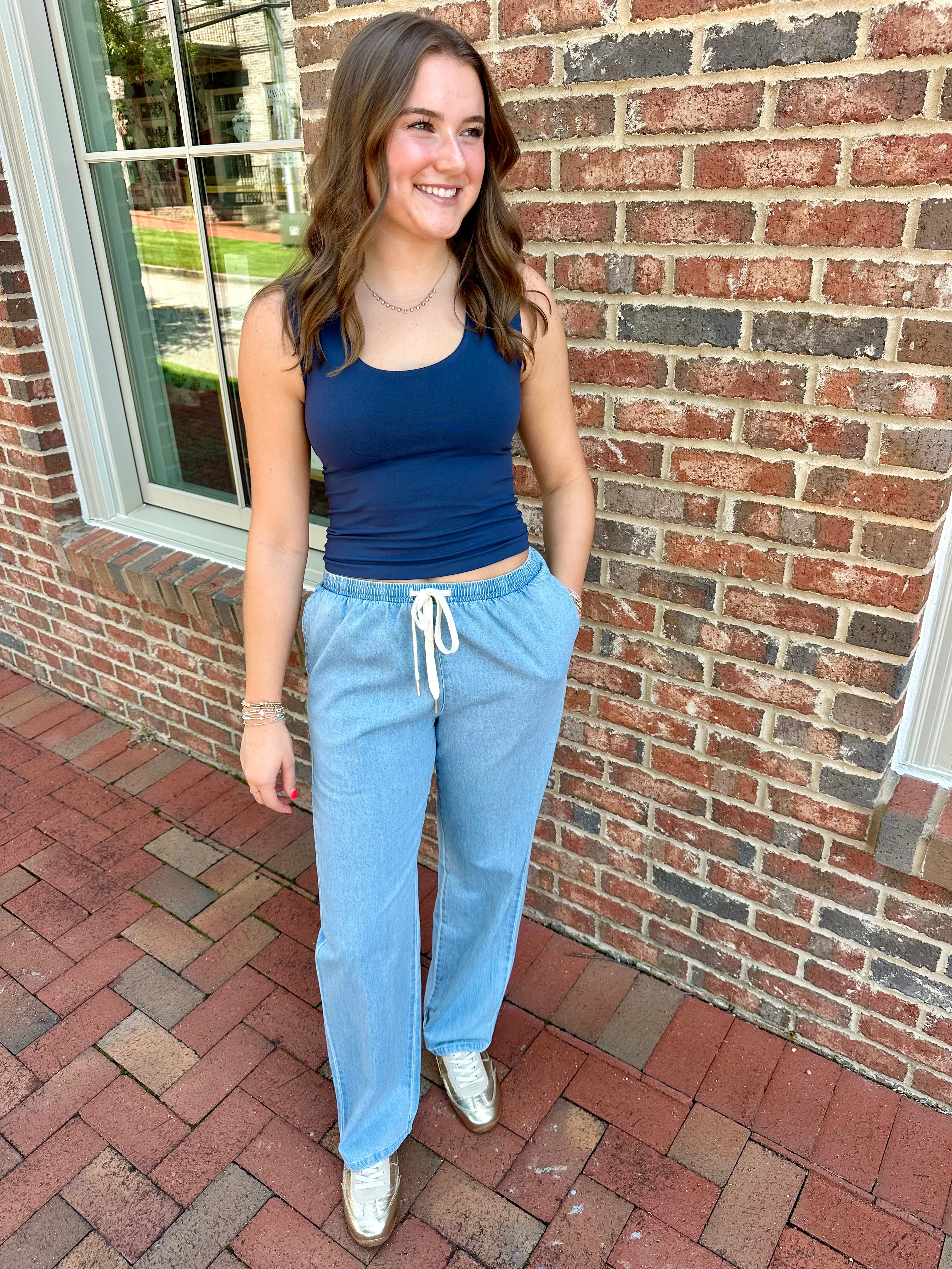 The Basic Double Layered Seamless Tank Top in Blue
