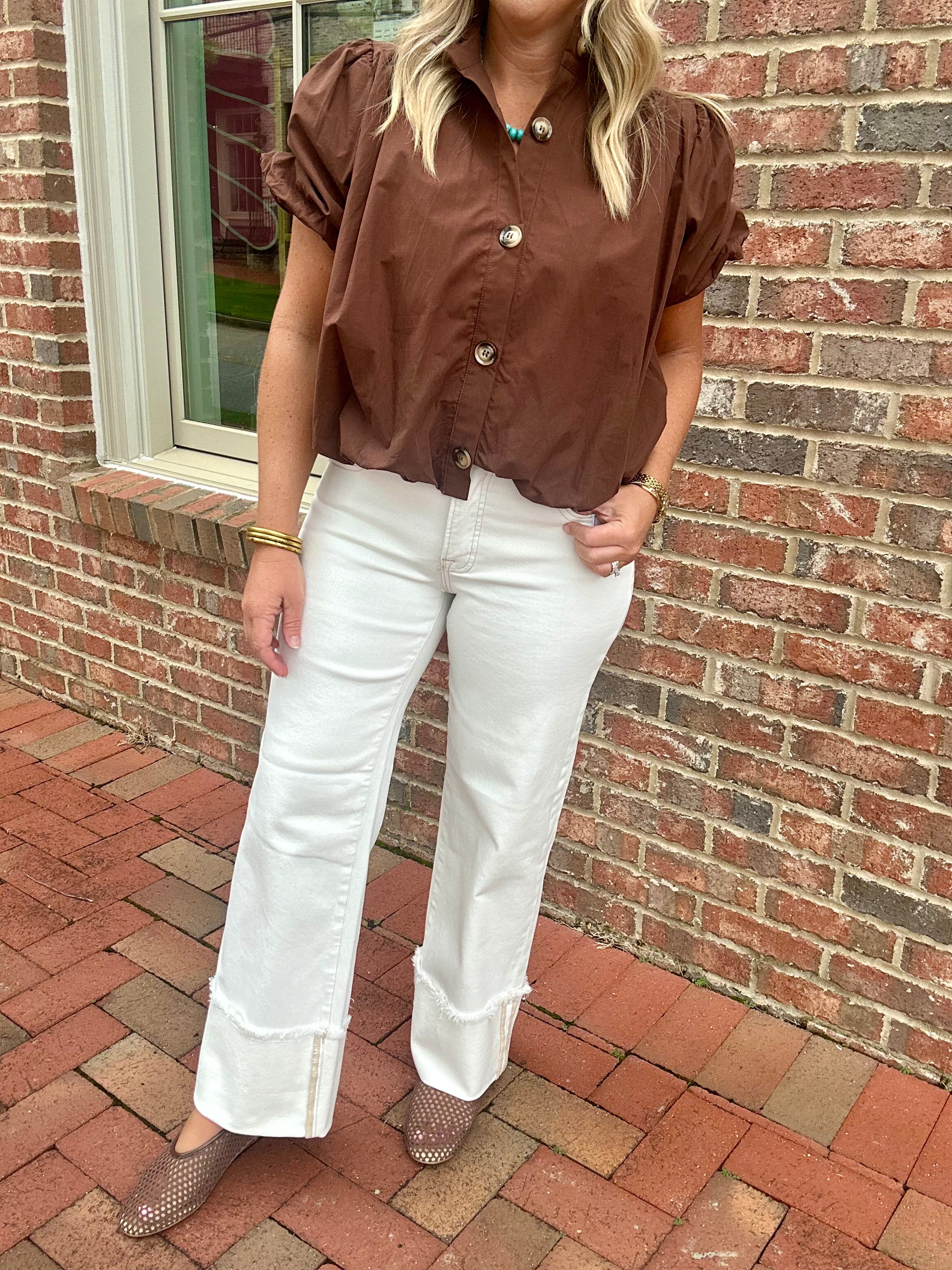 The Tori Mid Rise Crop Wide Leg Wide Cuffed Pants