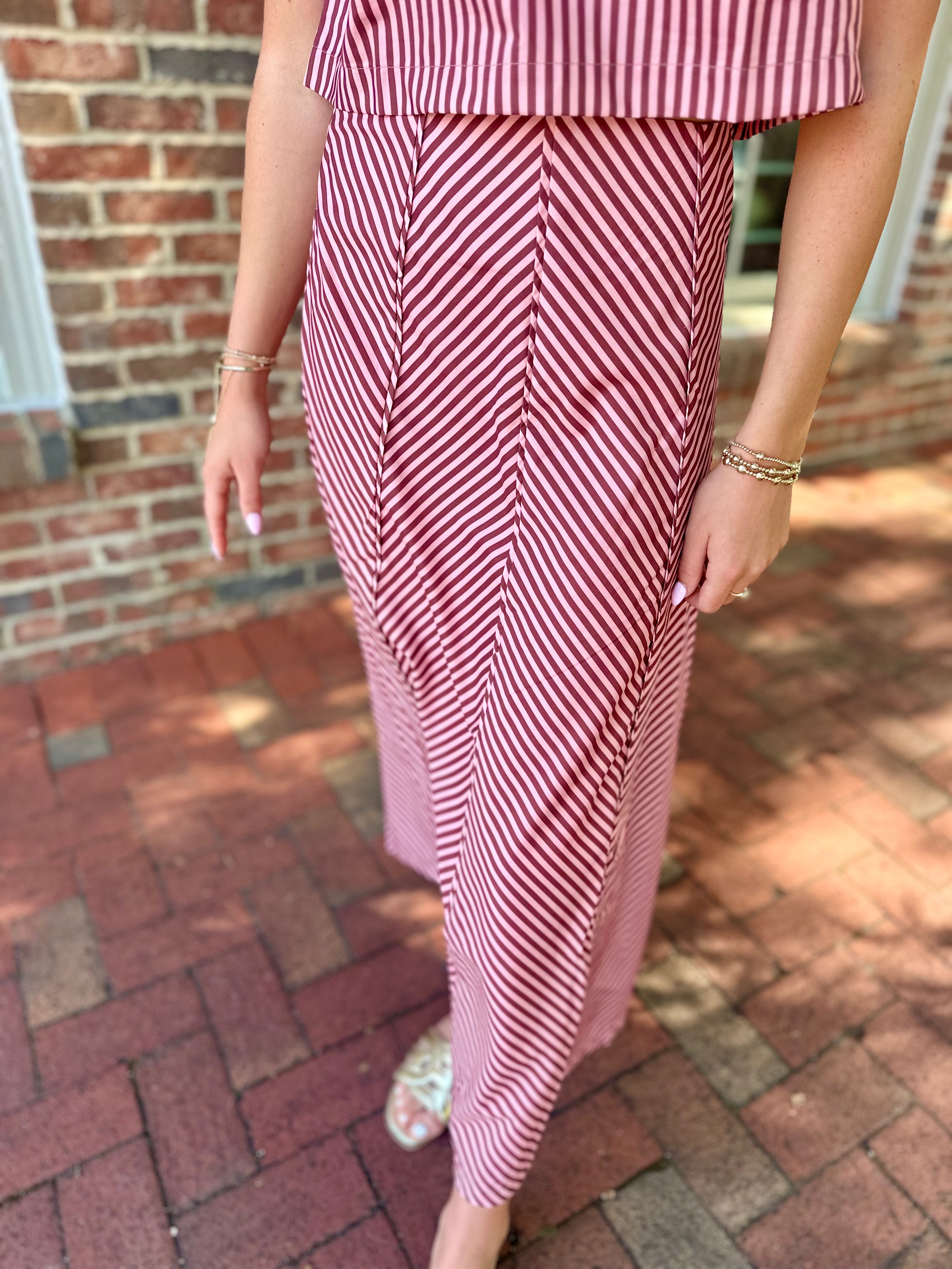 Full of Stripes Rust Skirt