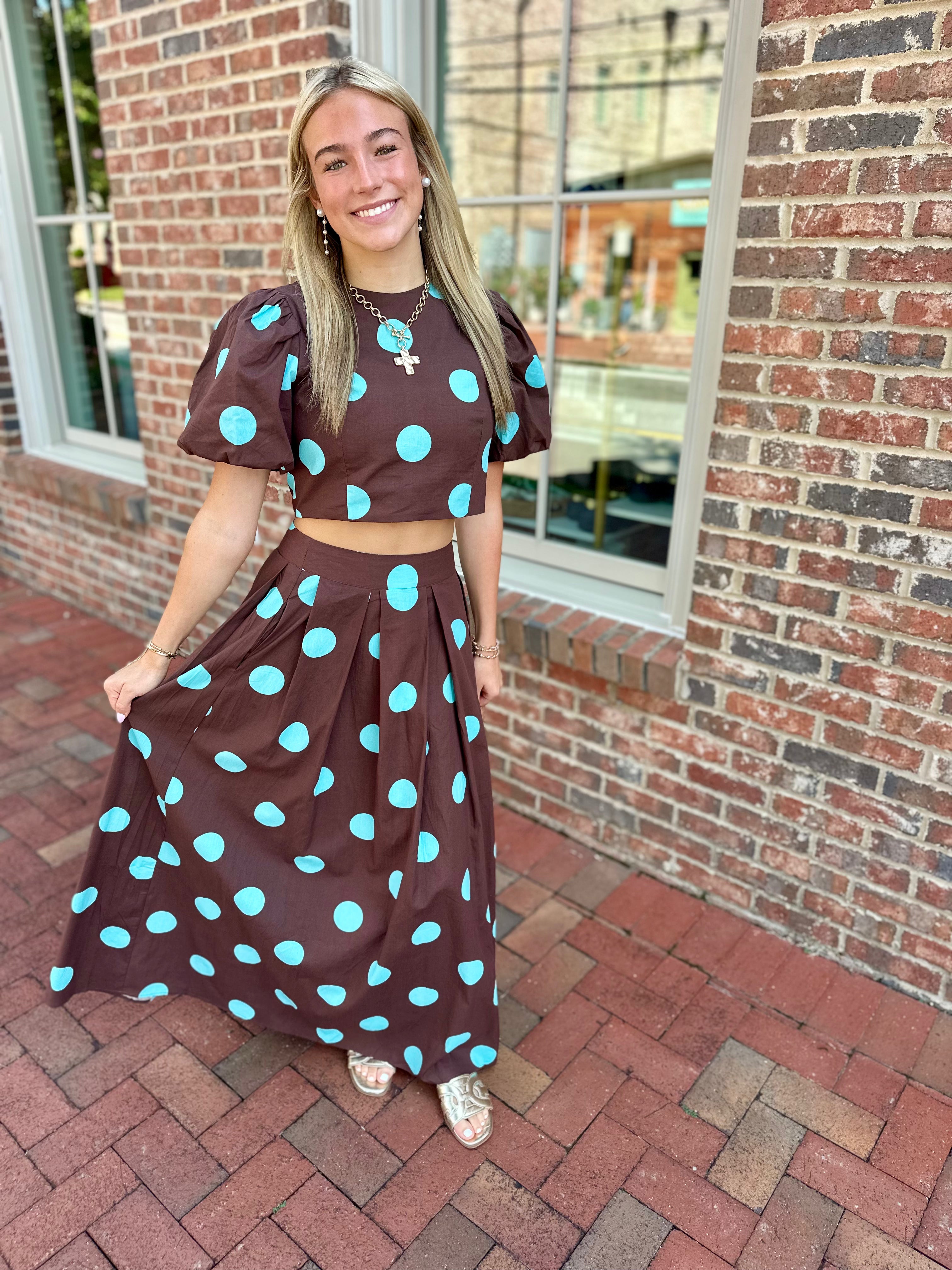 Mocha Mint Polka Dot Skirt