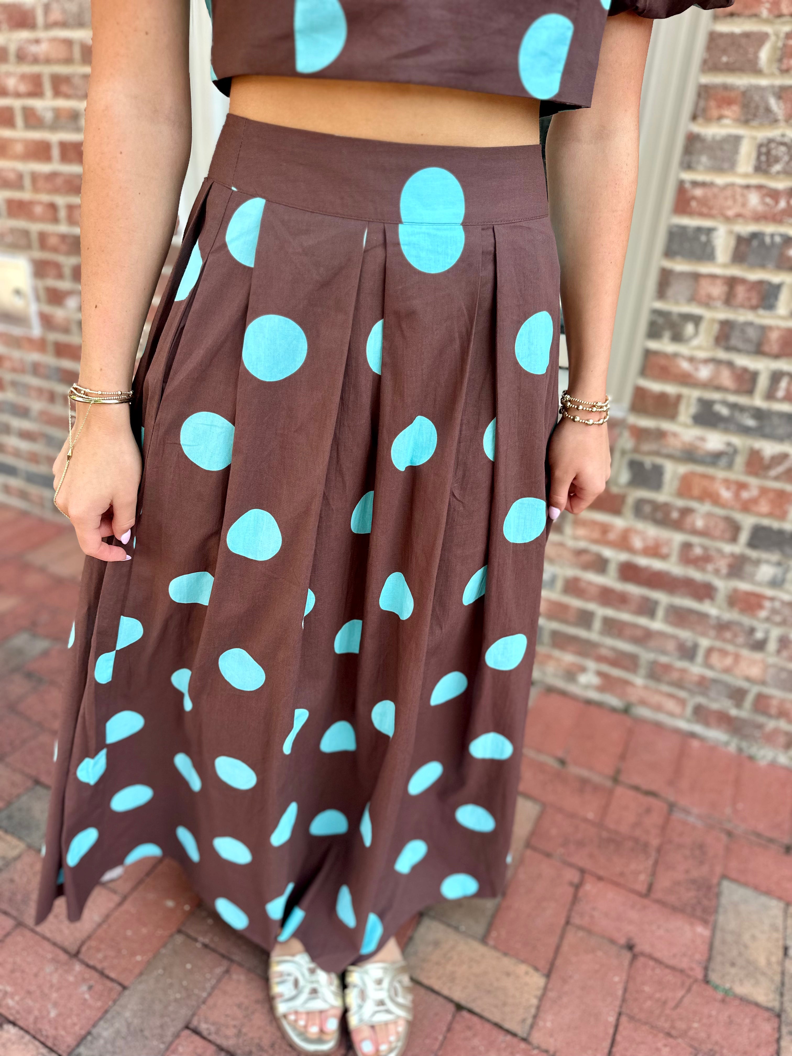 Mocha Mint Polka Dot Skirt