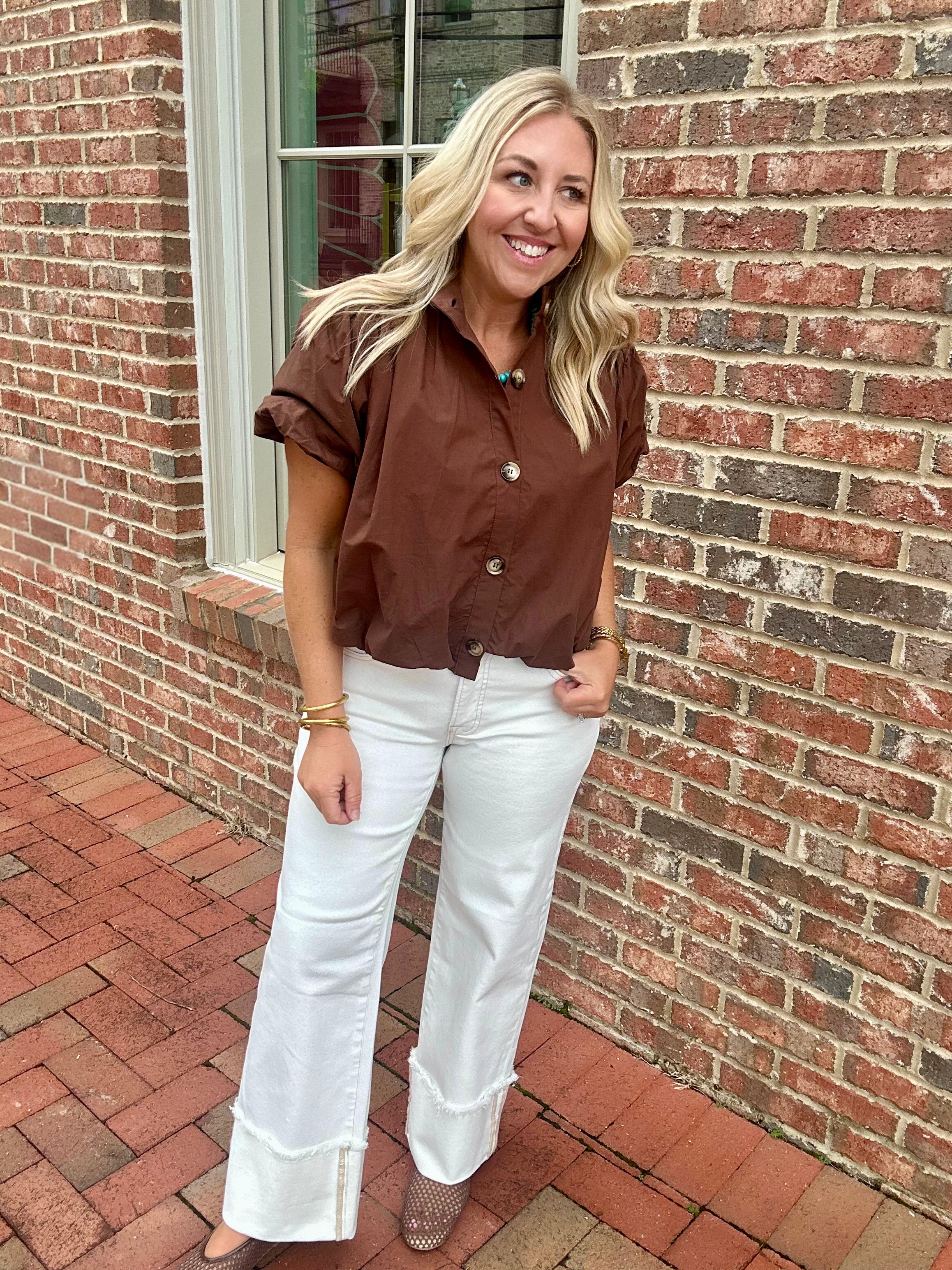 The Tori Mid Rise Crop Wide Leg Wide Cuffed Pants