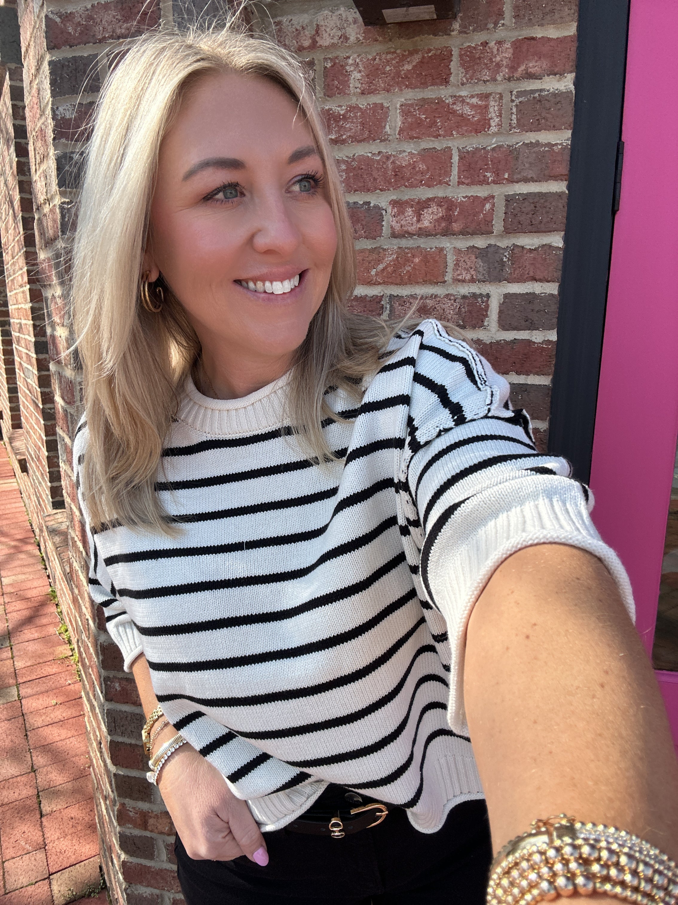 All Things Grow Striped Short Sleeve Sweater