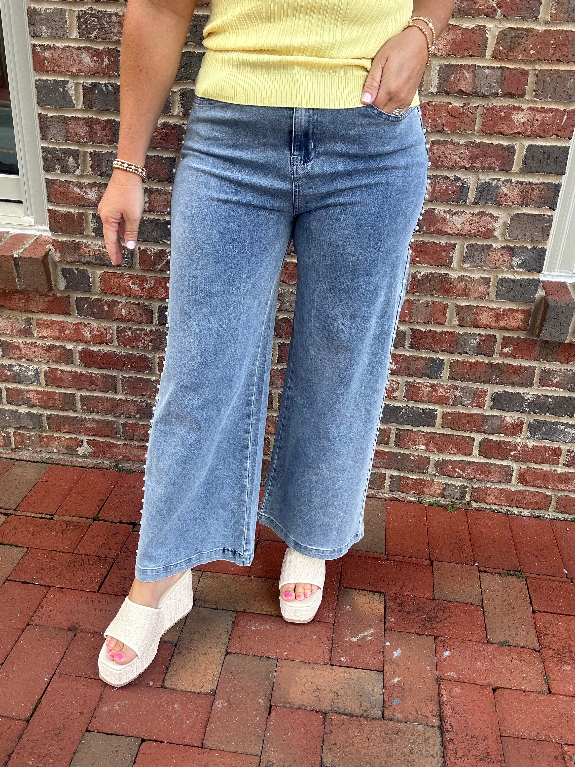 It's All In The Details Pearl Accent Denim Jeans