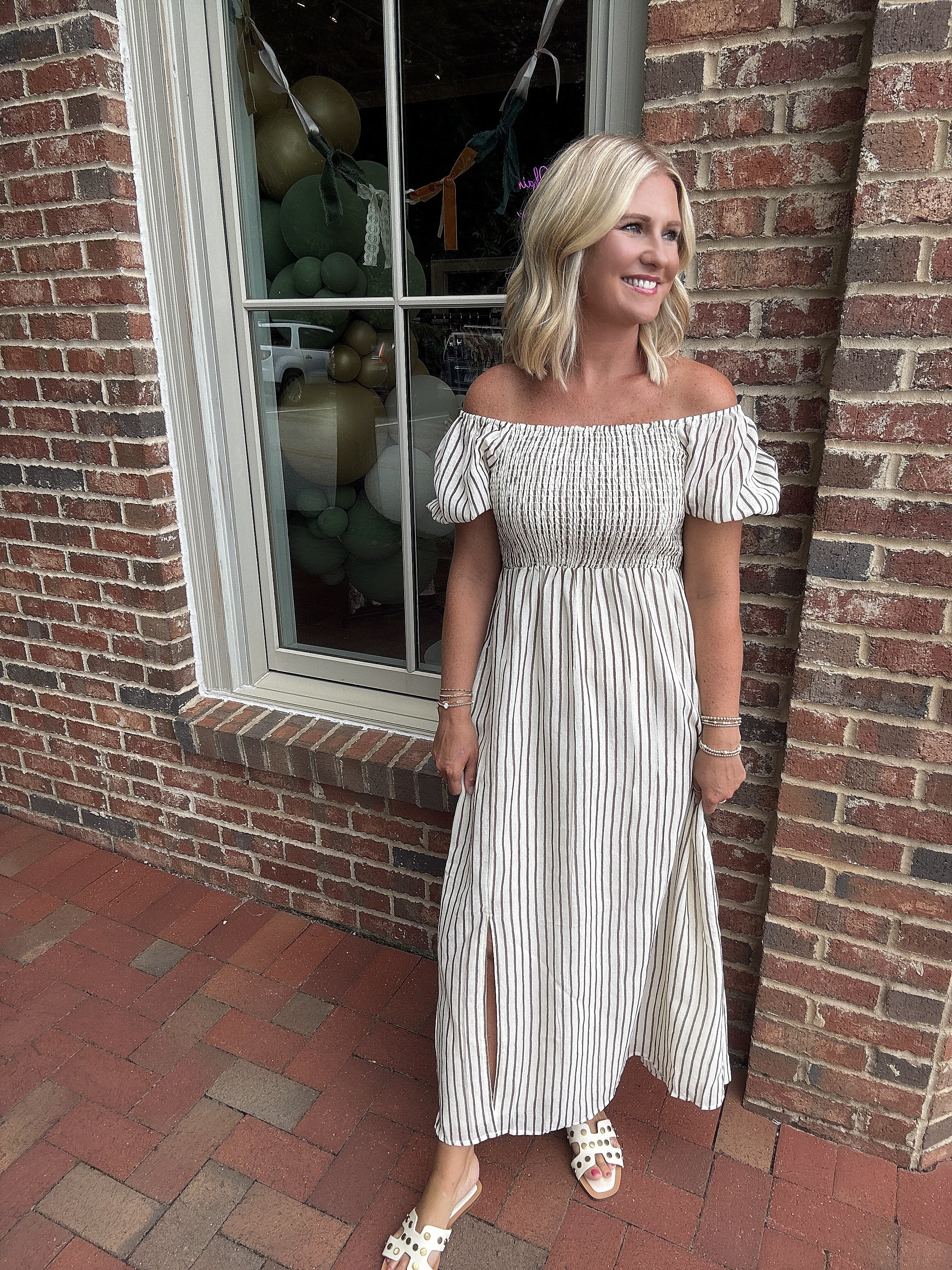 Never Let You Down Striped Maxi Dress with Slit