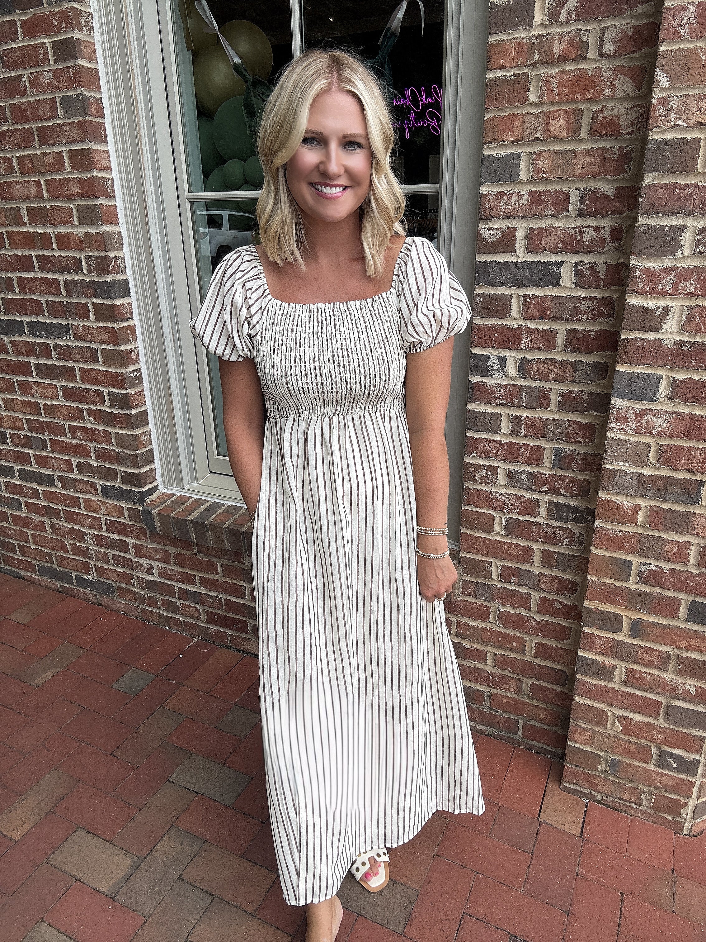 Never Let You Down Striped Maxi Dress with Slit