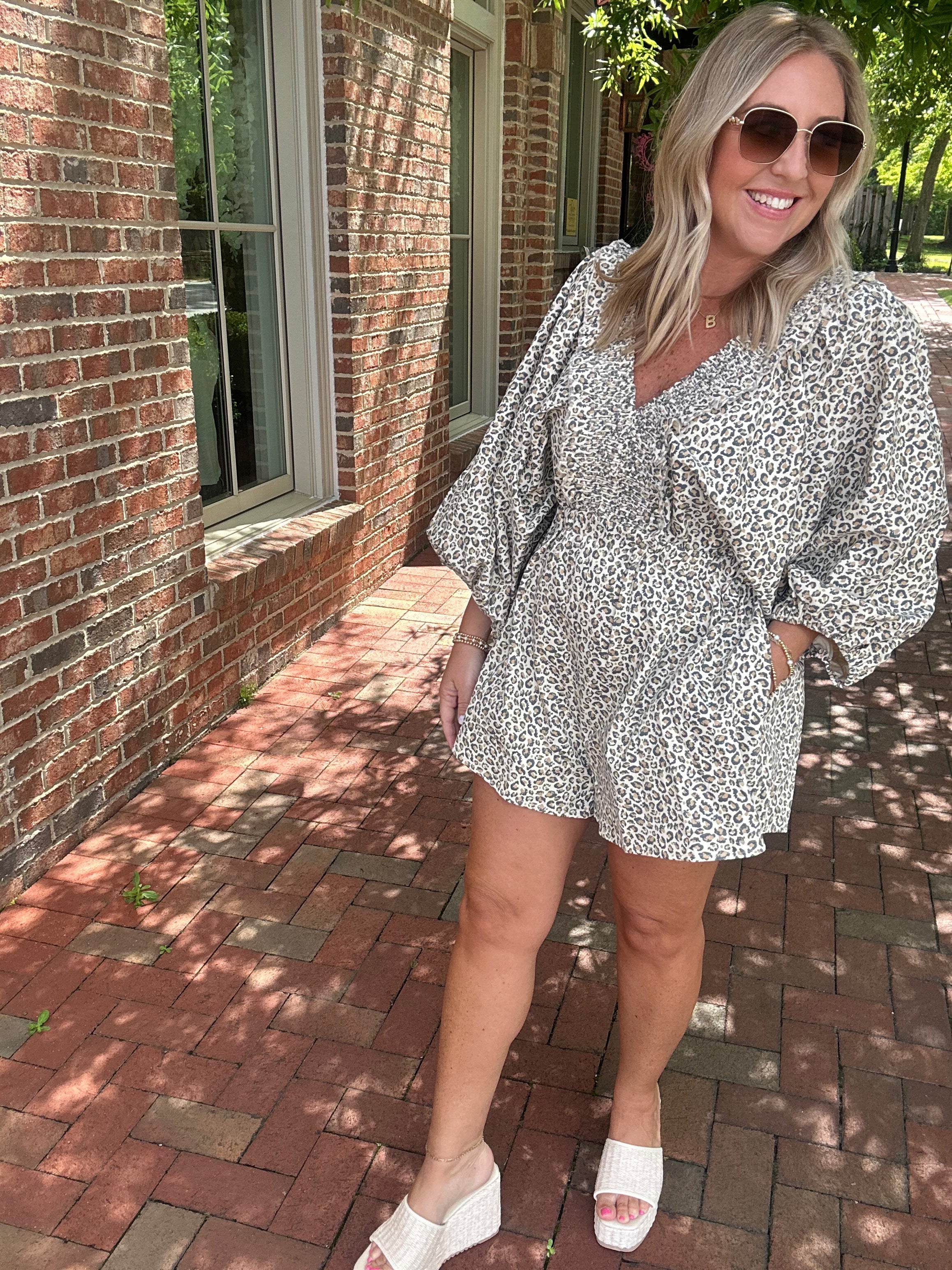 Leopard is the New Black Low Neck Long Sleeve Shorts Romper
