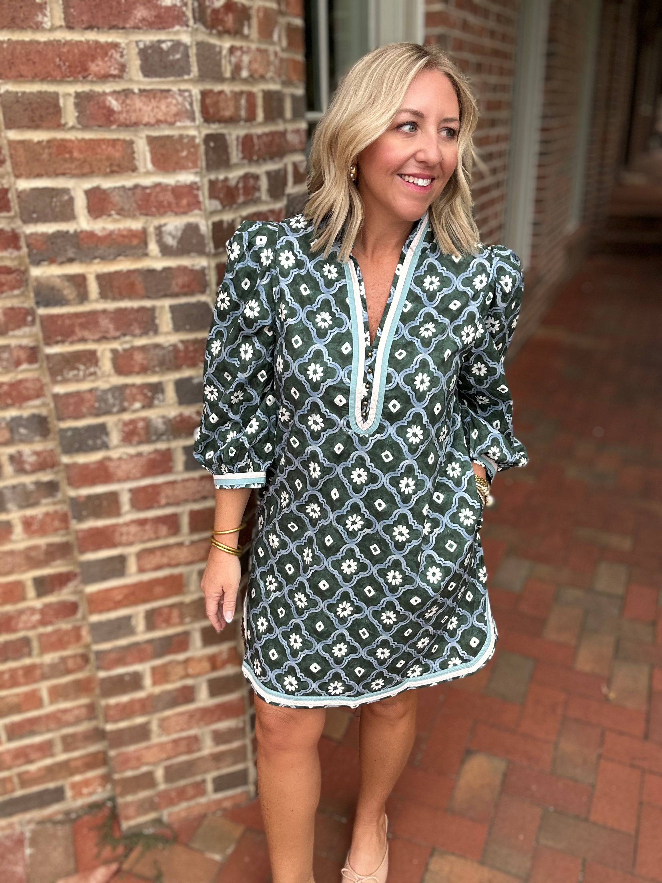 Emerald Tide Long Sleeve Dress