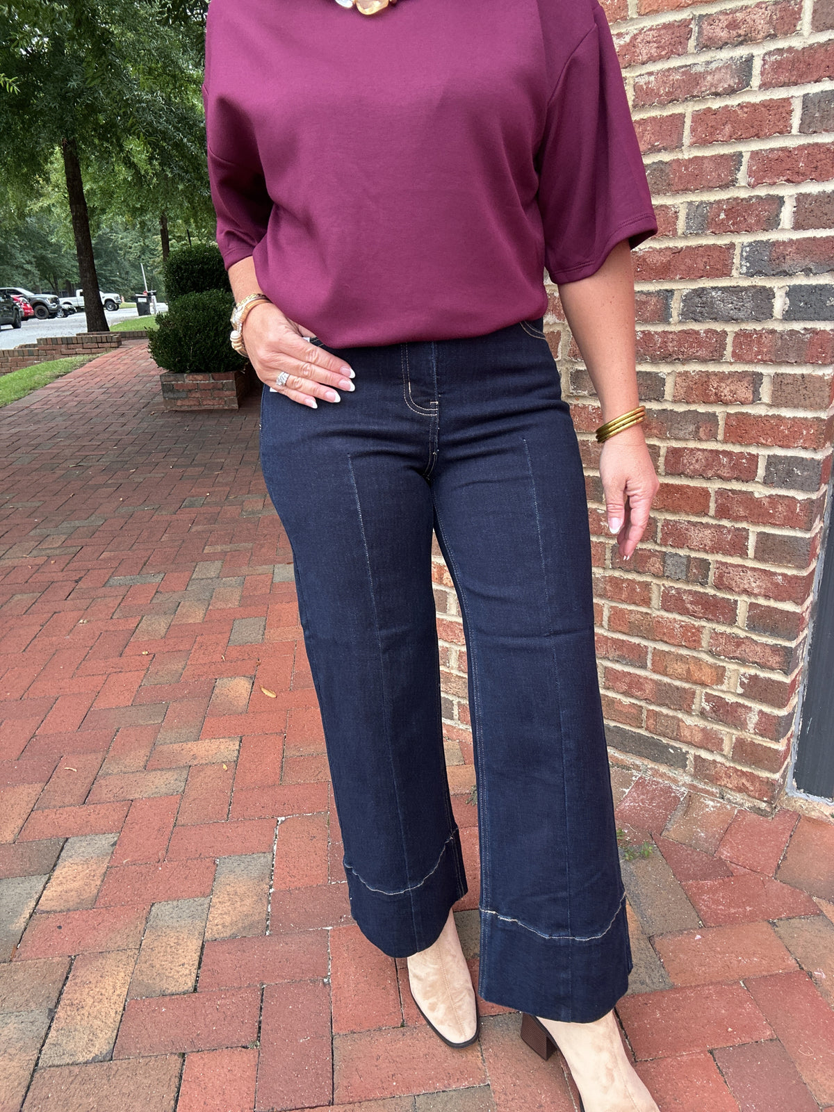 The Carrie Mid Rise Crop Wide Leg Jeans