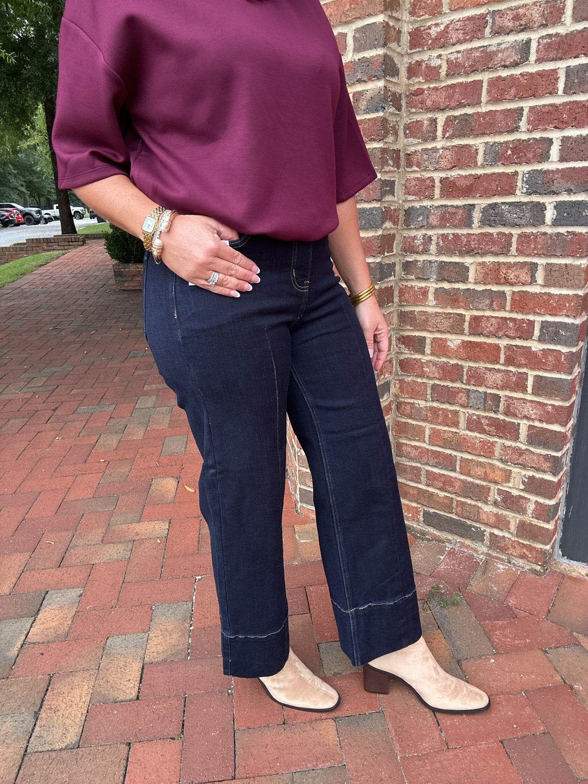 The Carrie Mid Rise Crop Wide Leg Jeans