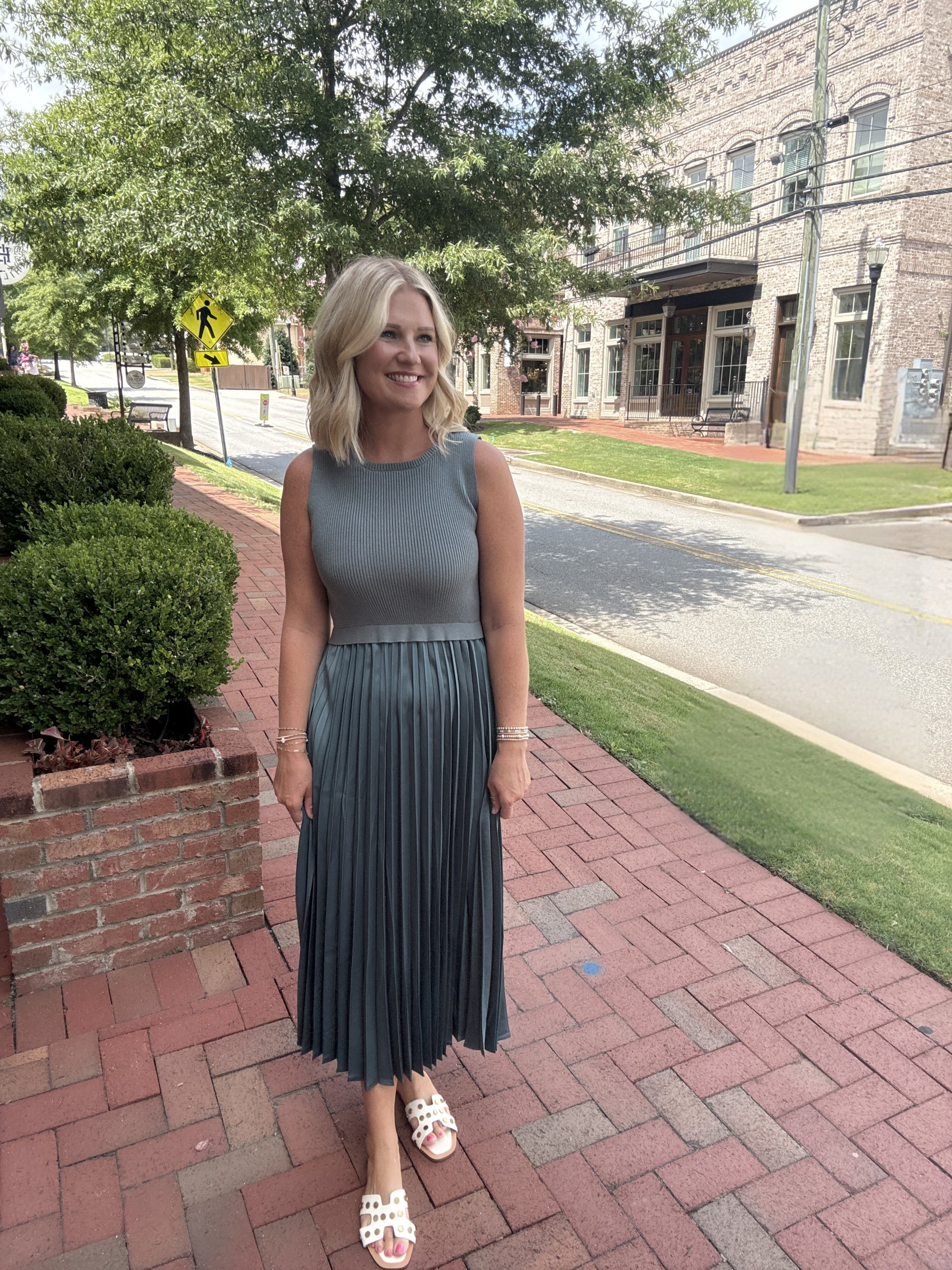 Hold You Tonight Knit Sleeveless Pleated Midi Dress