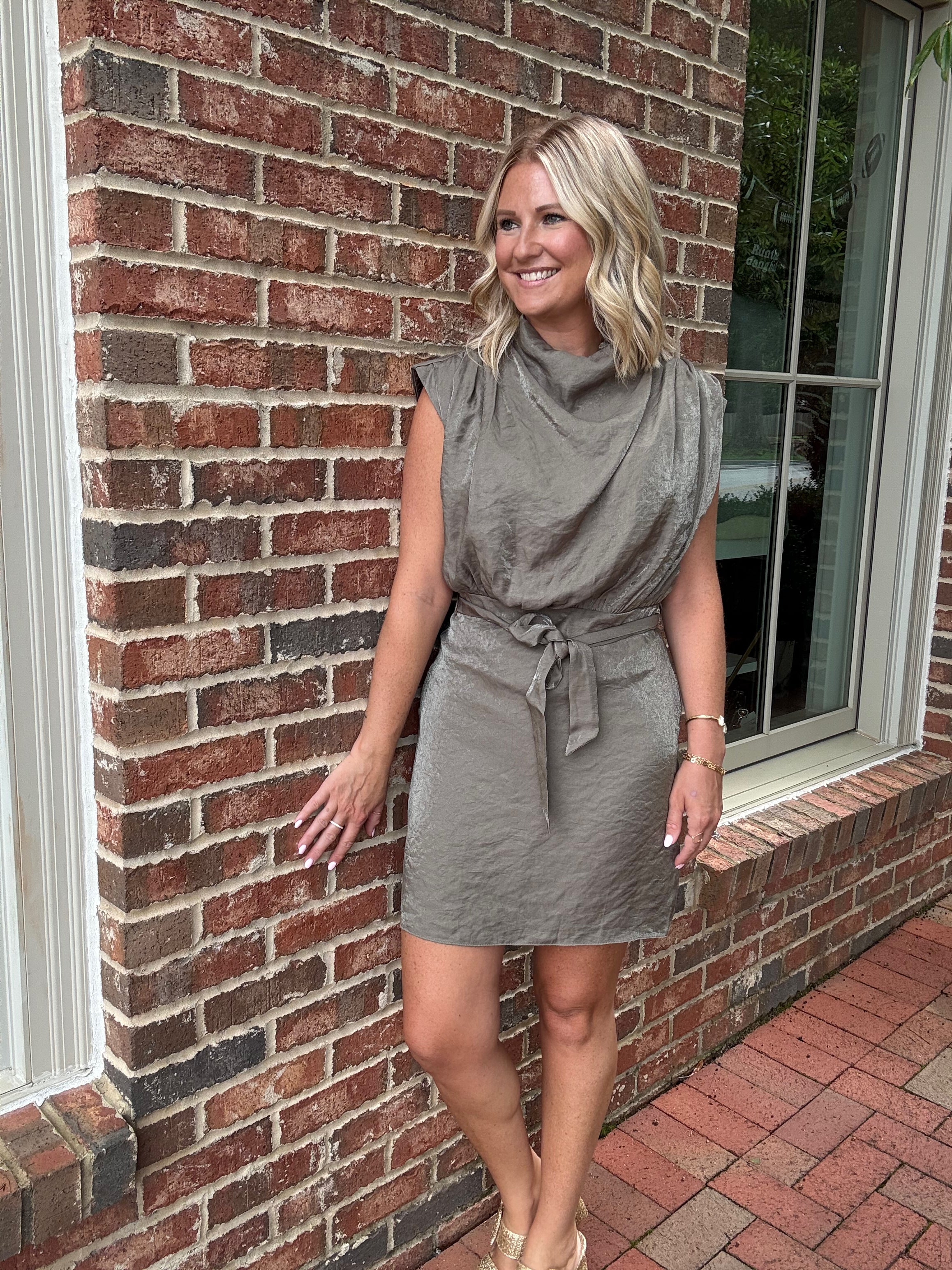 The Emilia Mock Neck Sleeveless Mini Dress