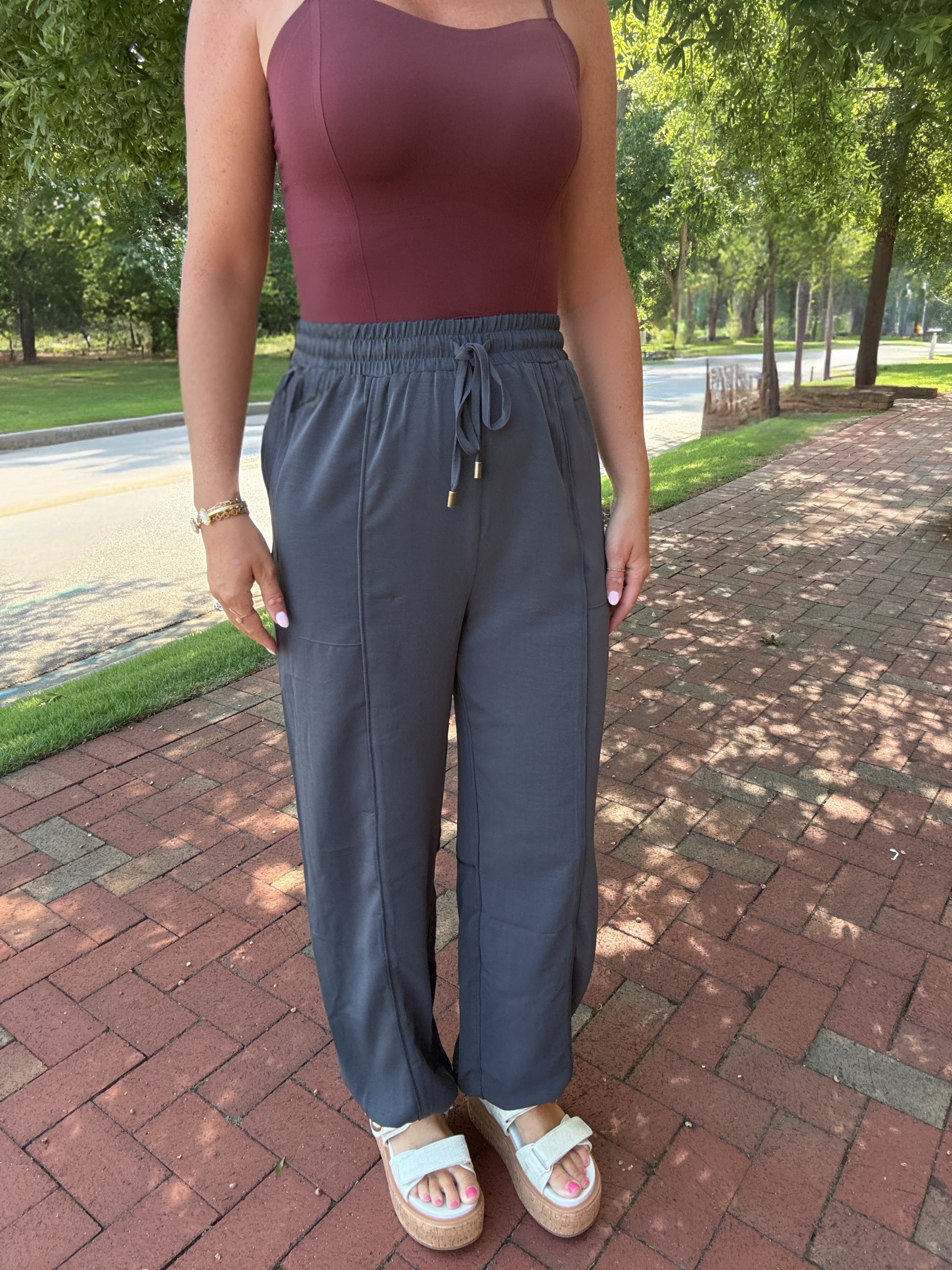 Telling You What I Think Satin Joggers in Indigo