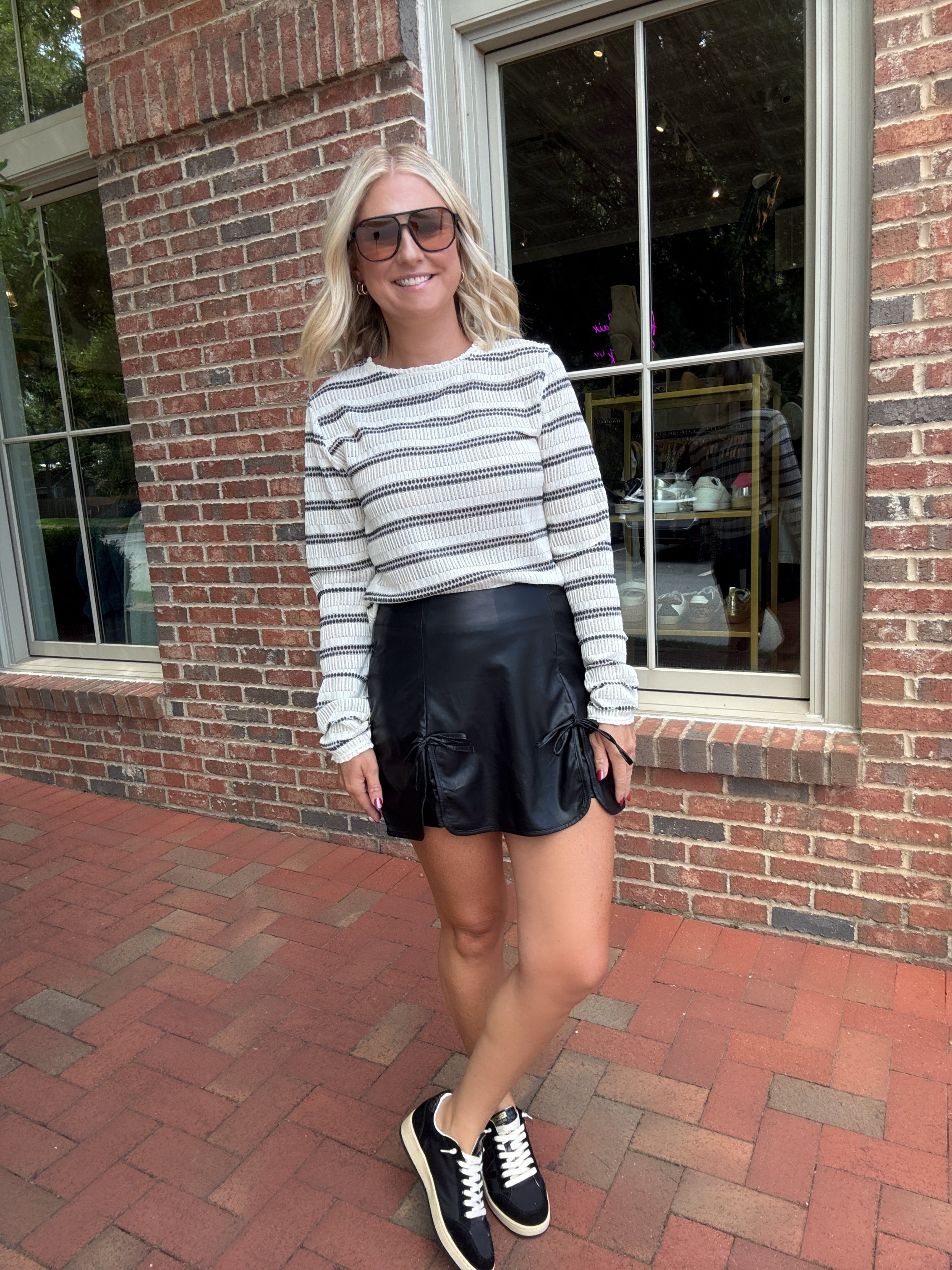 Not So Fast Faux Slit W/Bow Detail Skort