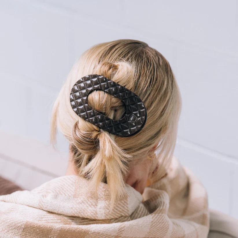 Truly Taupe Quilted Large Flat Round Clip