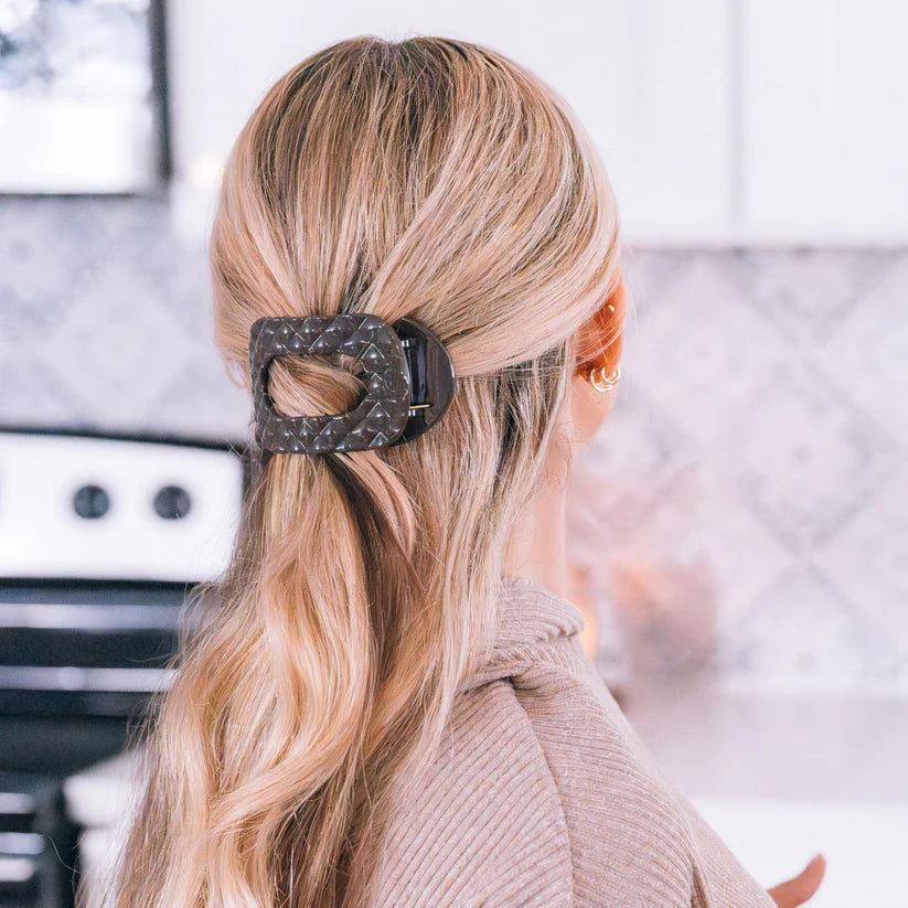 Truly Taupe Quilted Medium Flat Round Clip